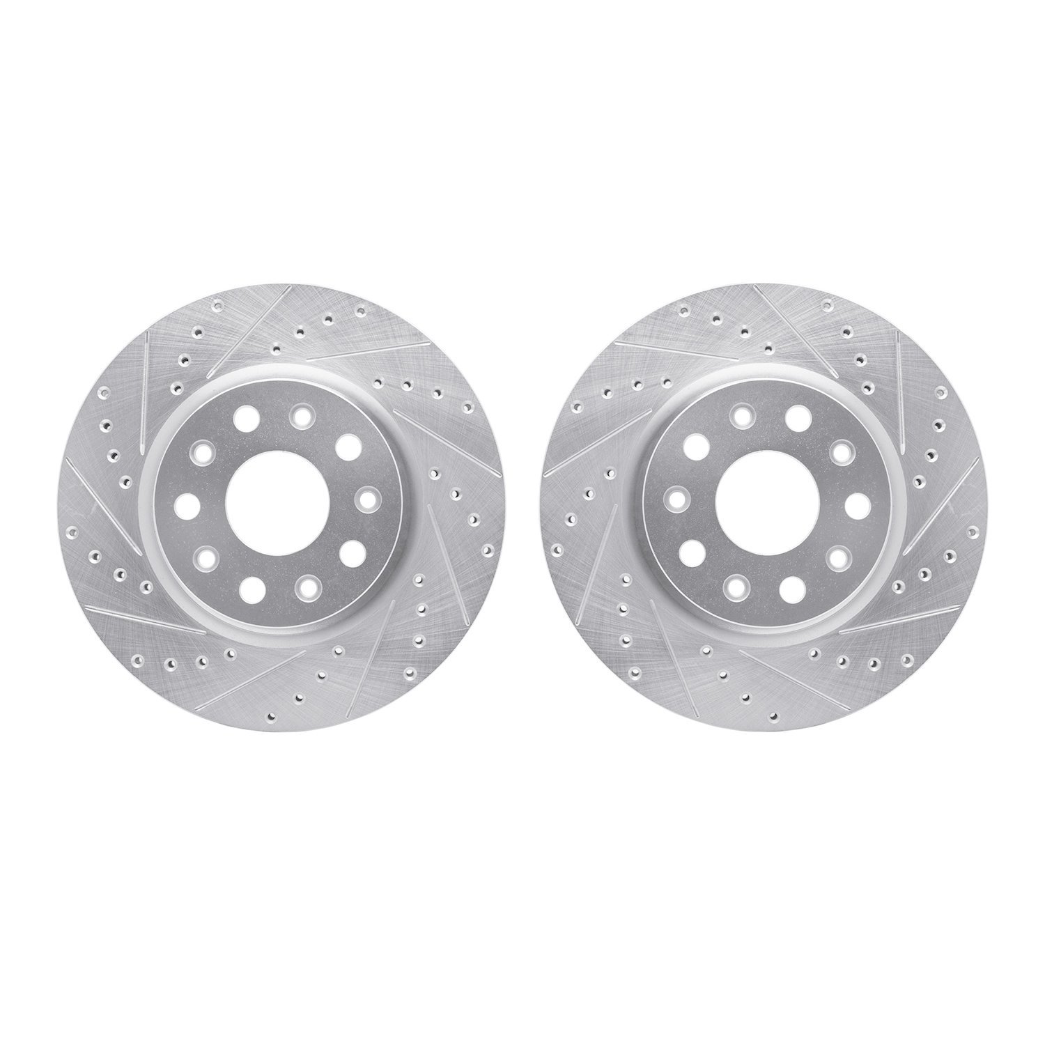 7002-42023 Drilled/Slotted Brake Rotors [Silver], Fits Select Mopar, Position: Front