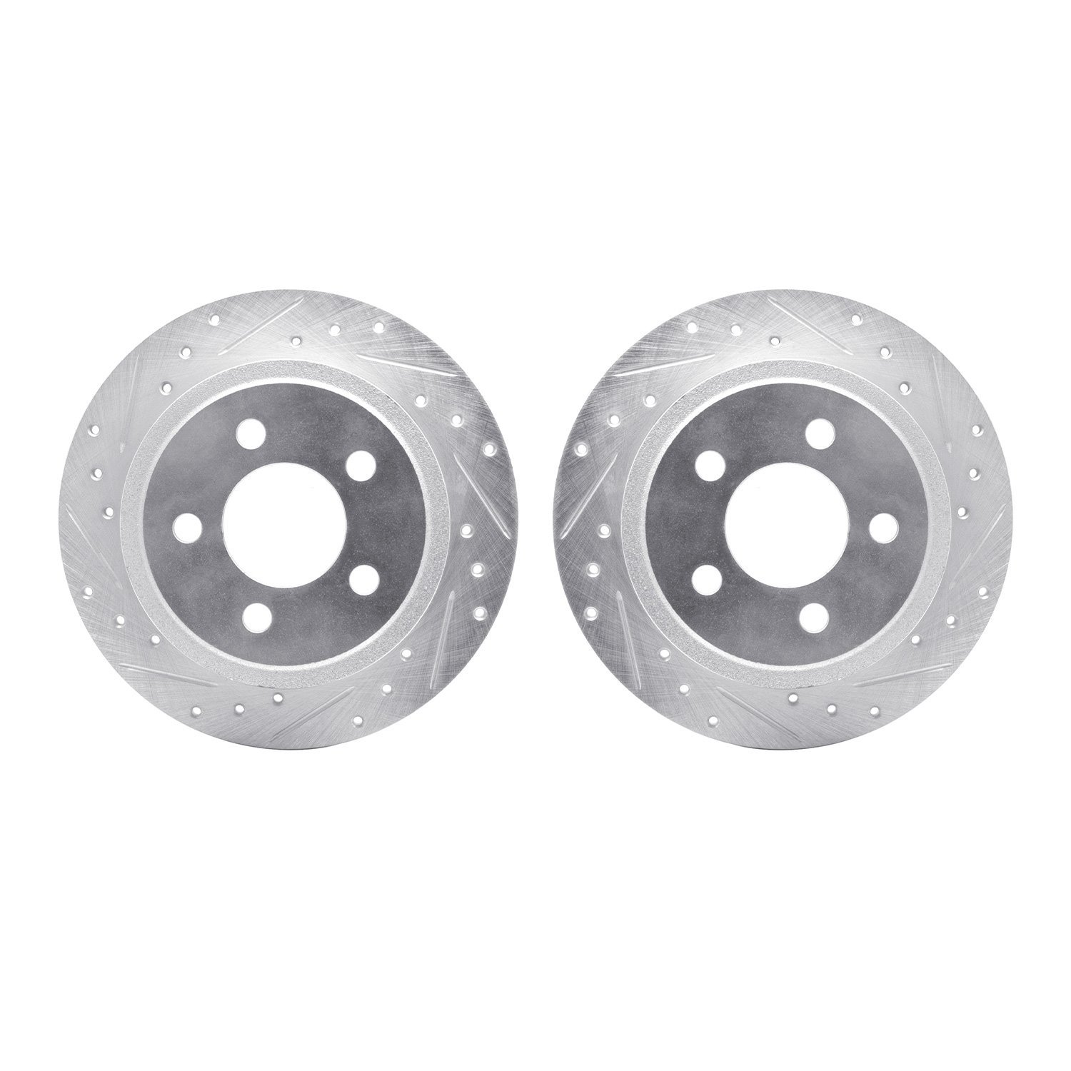 7002-42036 Drilled/Slotted Brake Rotors [Silver], 2003-2007 Mopar, Position: Rear