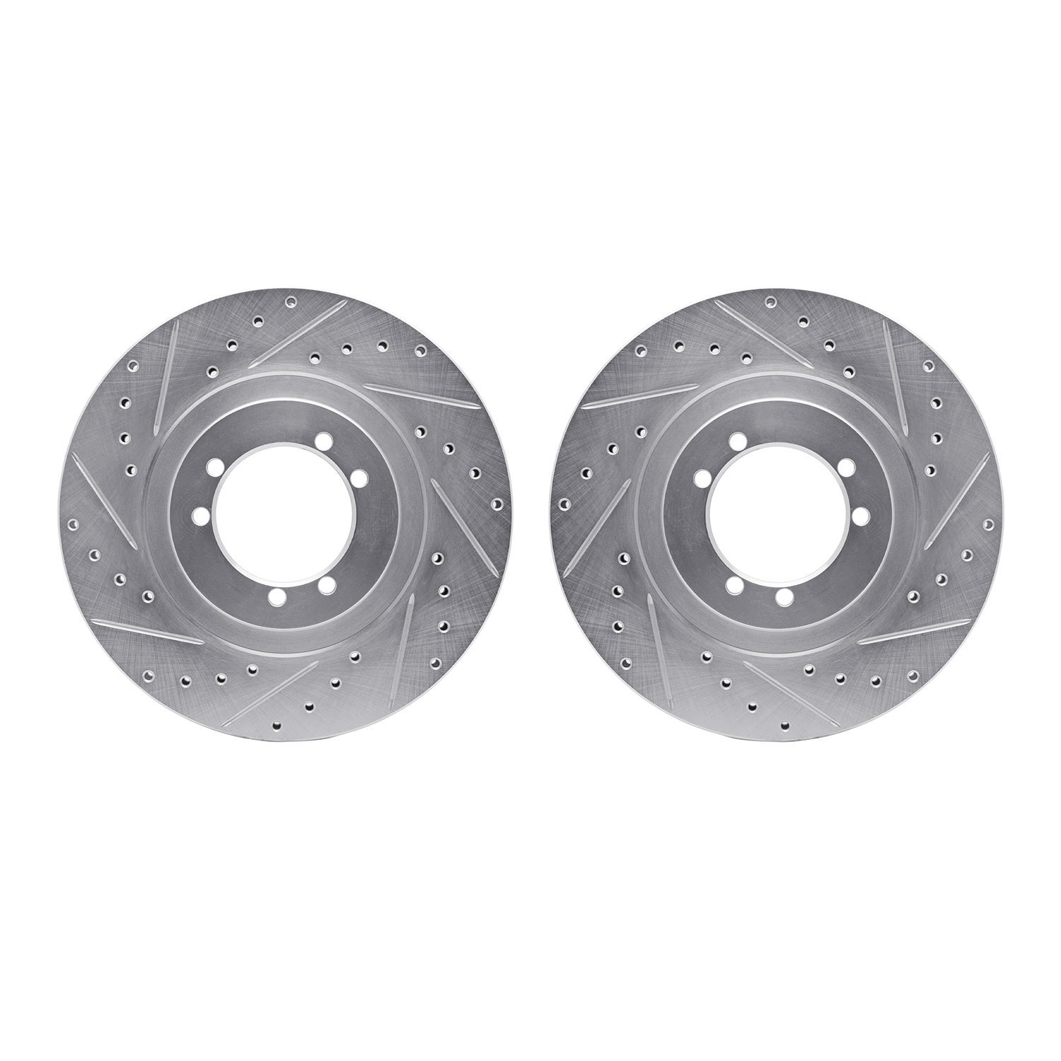 7002-44001 Drilled/Slotted Brake Rotors [Silver], 1996-2006 Mopar, Position: Front, Rear