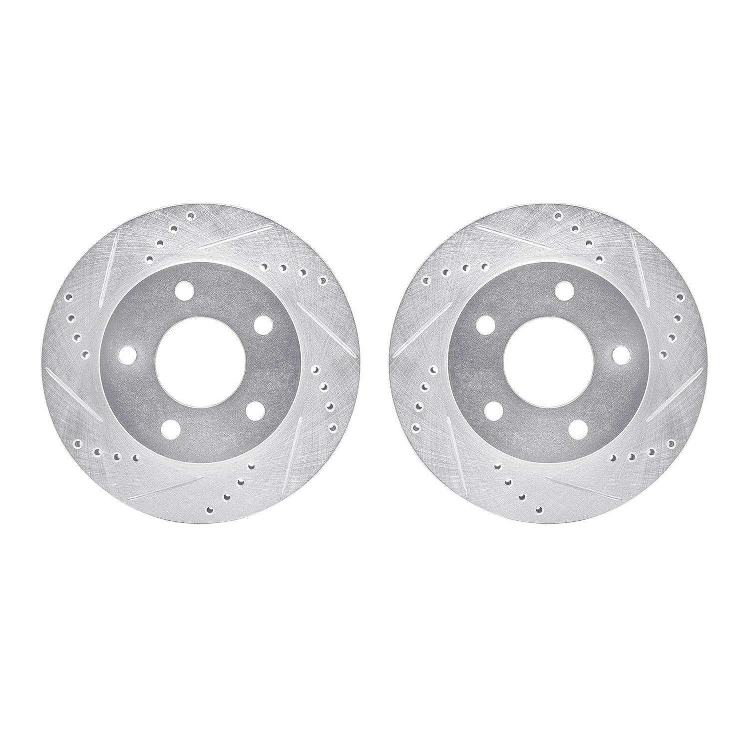 7002-45003 Drilled/Slotted Brake Rotors [Silver], 1983-1996 GM, Position: Front
