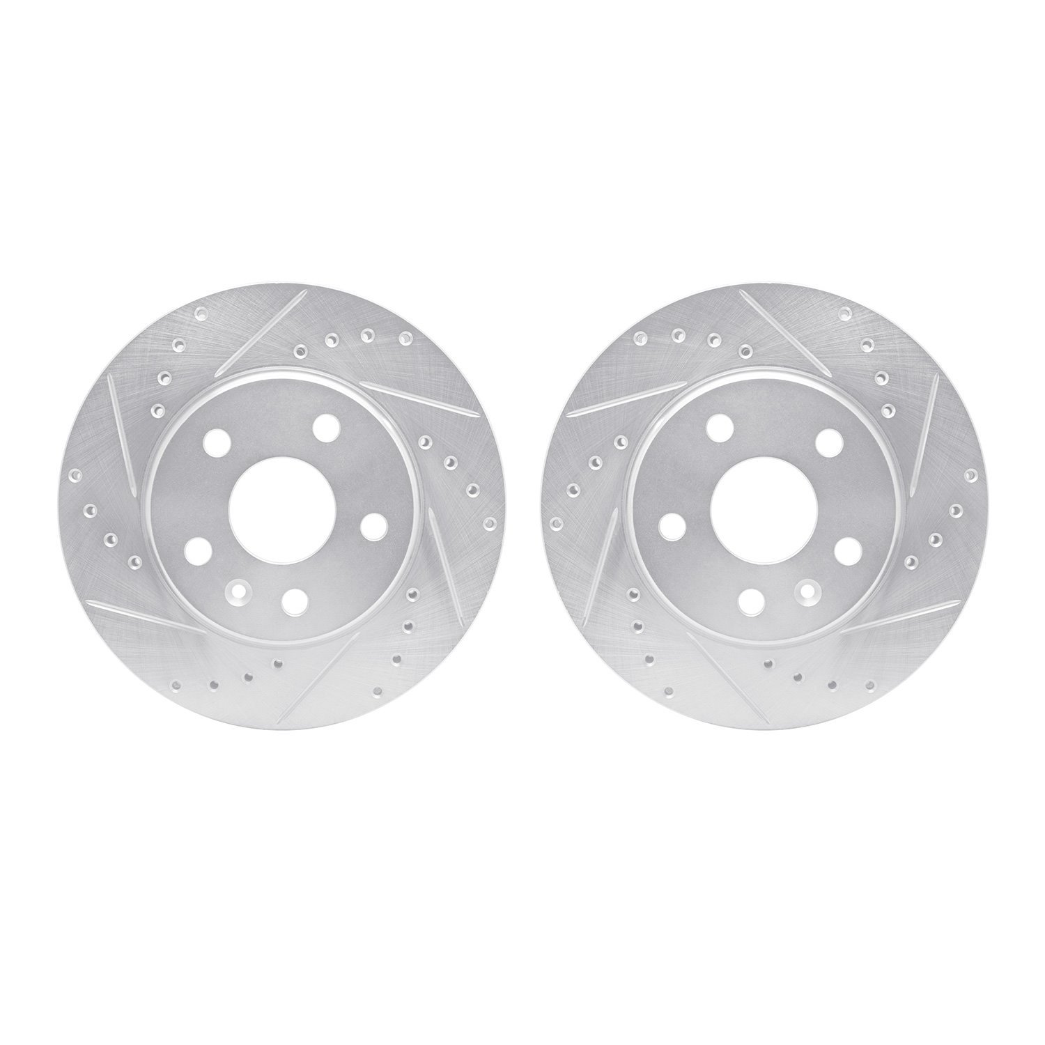 7002-45007 Drilled/Slotted Brake Rotors [Silver], 2011-2016 GM, Position: Front
