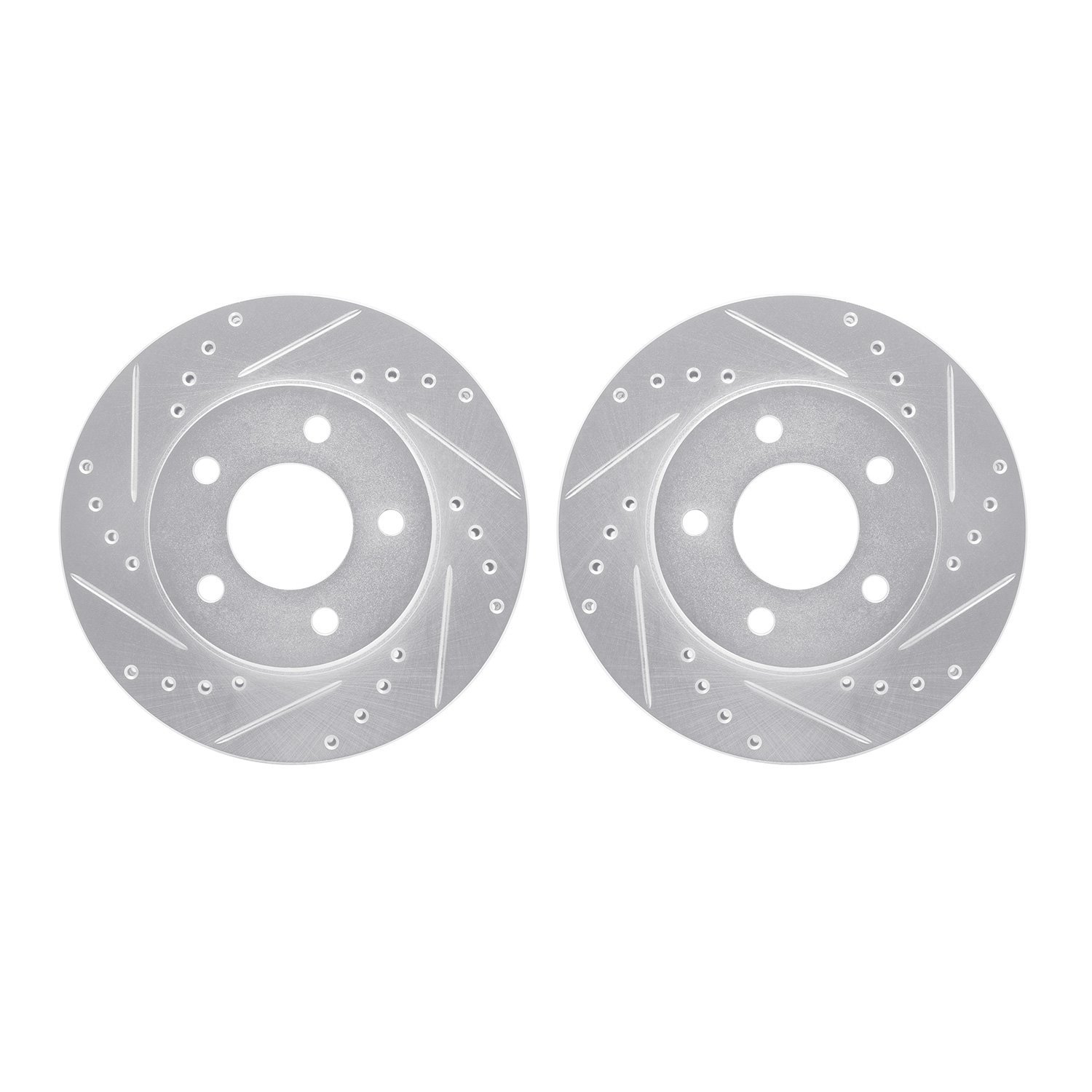 7002-45013 Drilled/Slotted Brake Rotors [Silver], 2001-2007 GM, Position: Front