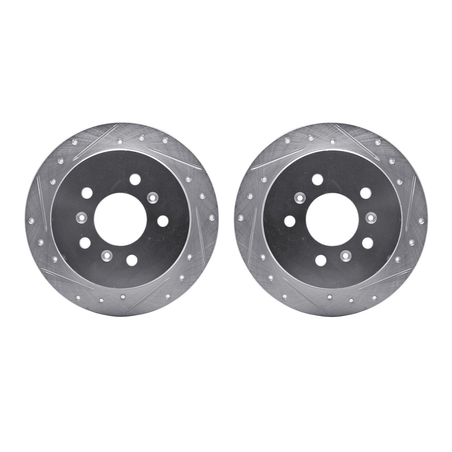 7002-45015 Drilled/Slotted Brake Rotors [Silver], 2006-2010 GM, Position: Rear