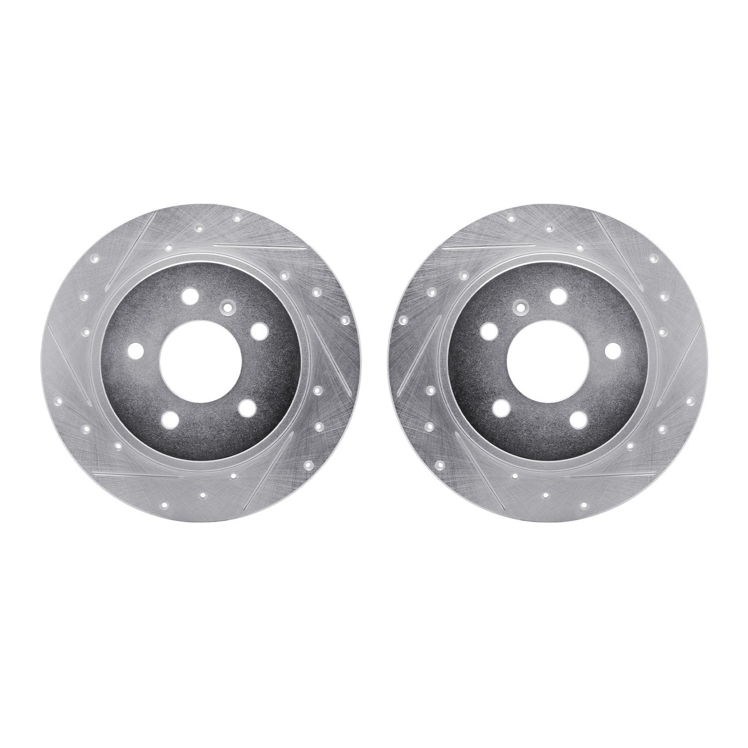7002-45021 Drilled/Slotted Brake Rotors [Silver], 2006-2011 GM, Position: Rear