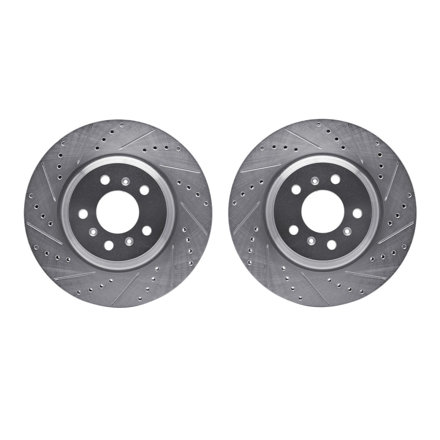 7002-46000 Drilled/Slotted Brake Rotors [Silver], 2006-2016 GM, Position: Front