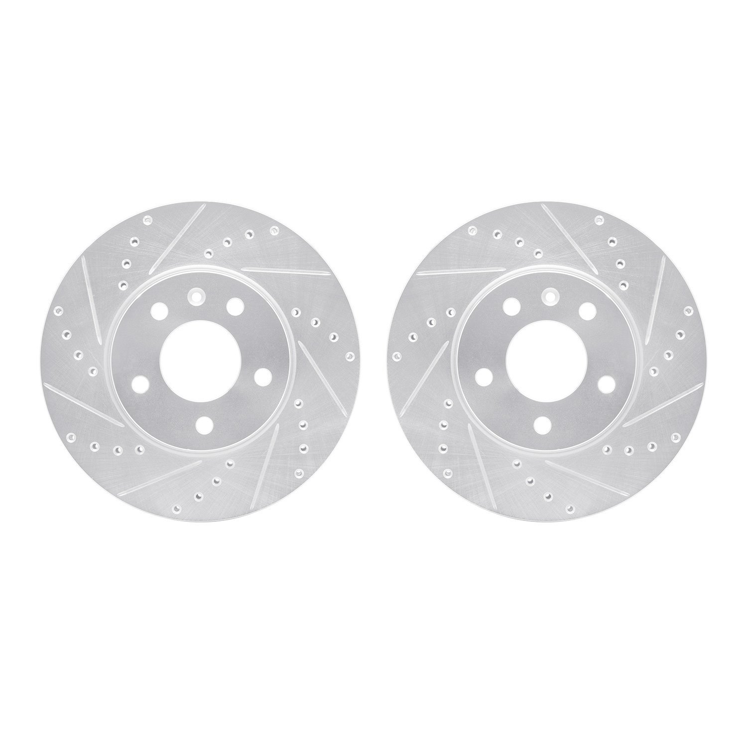 7002-46006 Drilled/Slotted Brake Rotors [Silver], Fits Select GM, Position: Front