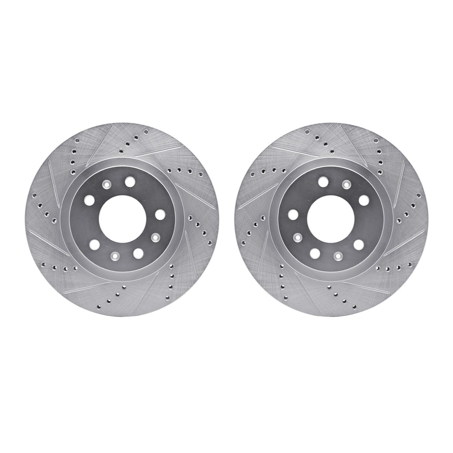 7002-46013 Drilled/Slotted Brake Rotors [Silver], 2003-2007 GM, Position: Front