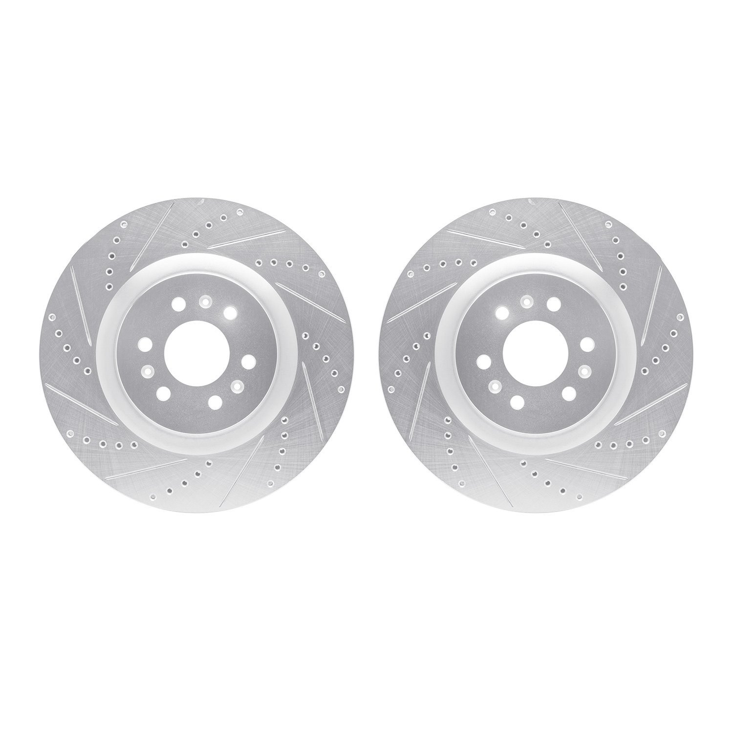 7002-46014 Drilled/Slotted Brake Rotors [Silver], 2004-2011 GM, Position: Front