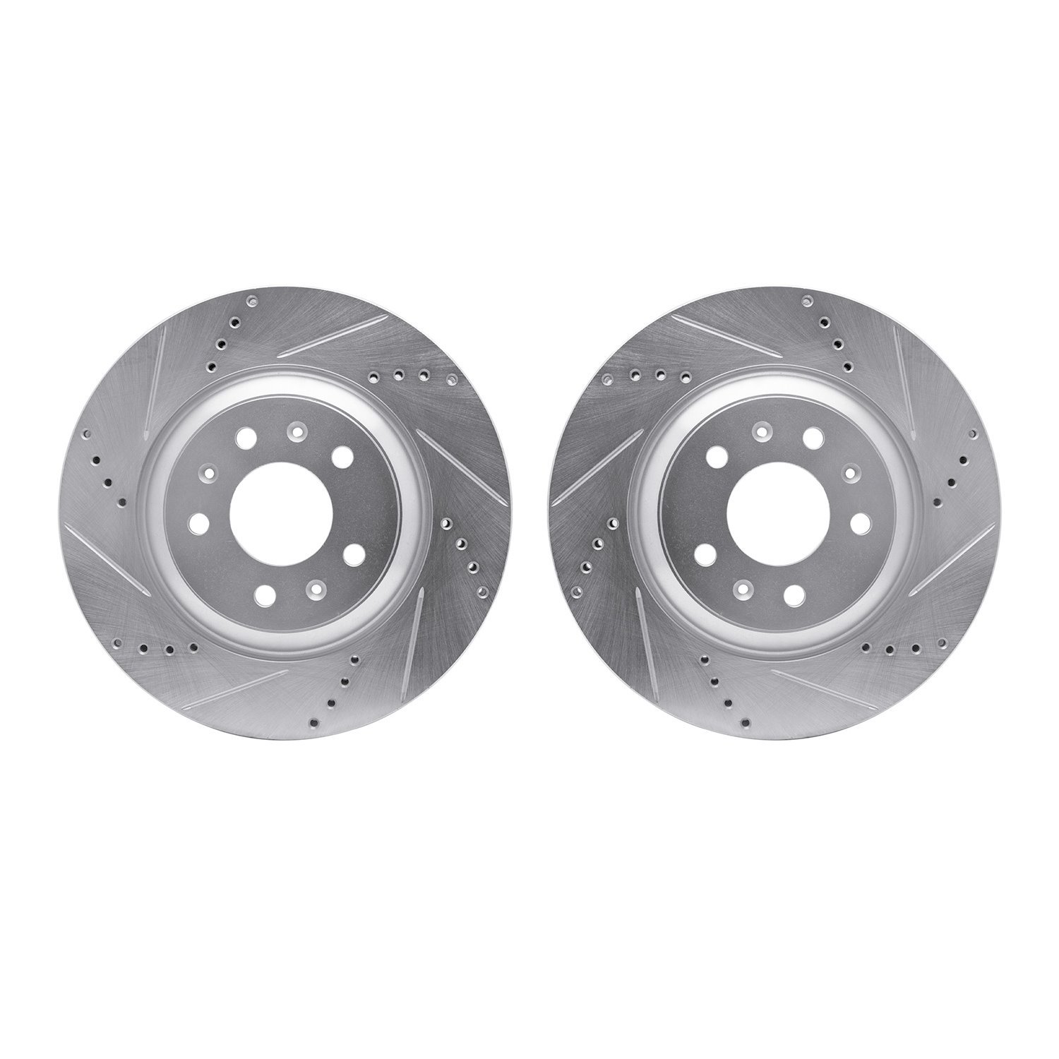 7002-46015 Drilled/Slotted Brake Rotors [Silver], 2004-2008 GM, Position: Front