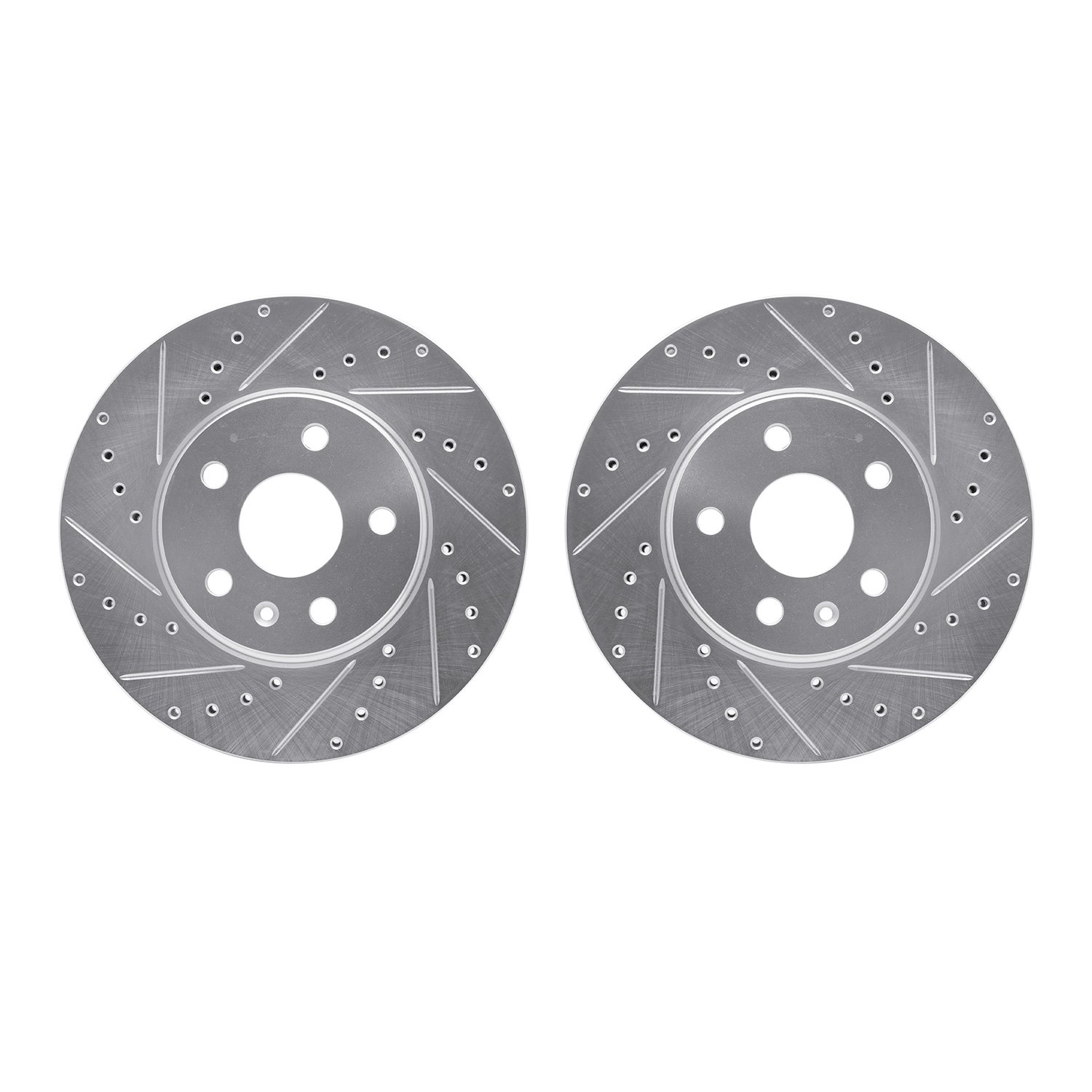 7002-46016 Drilled/Slotted Brake Rotors [Silver], 2008-2014 GM, Position: Front