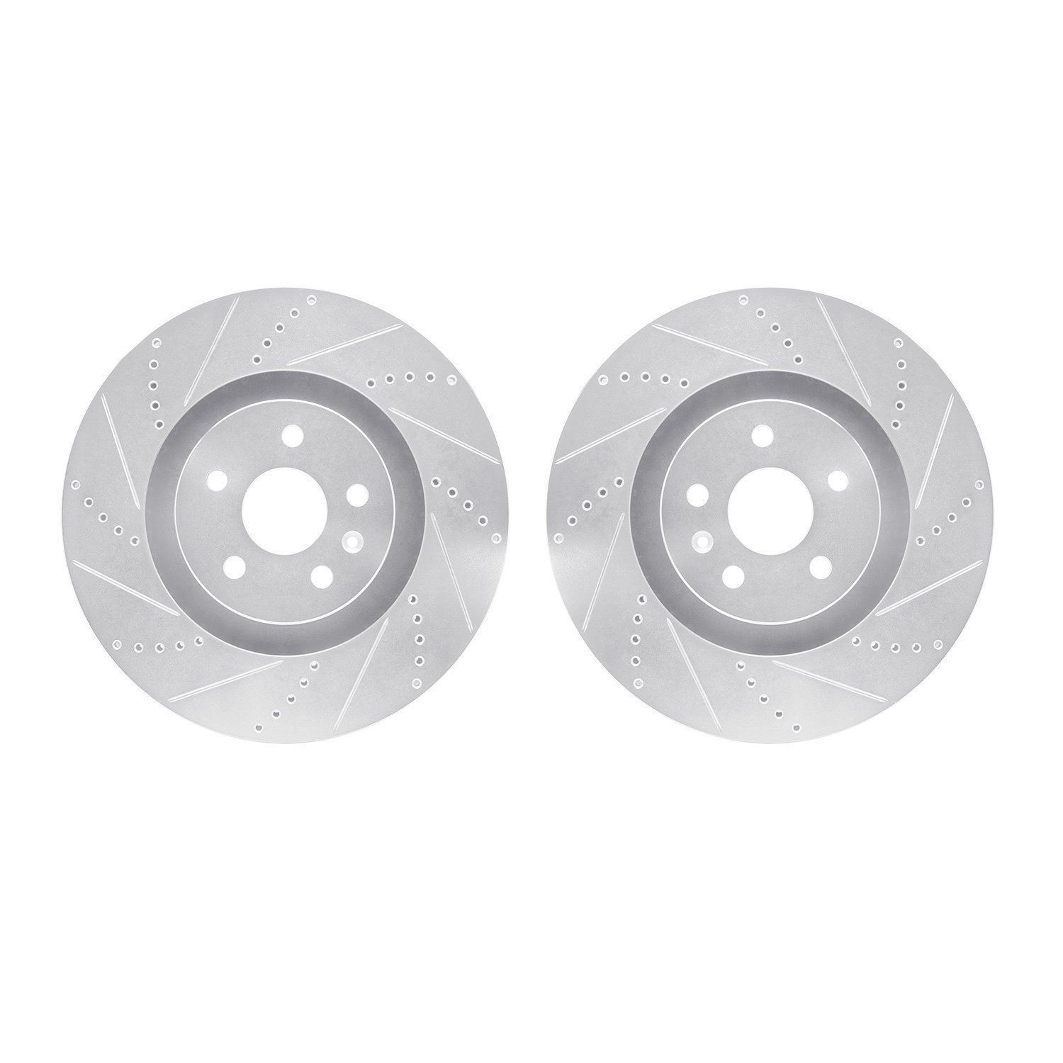 7002-46018 Drilled/Slotted Brake Rotors [Silver], 2009-2015 GM, Position: Front