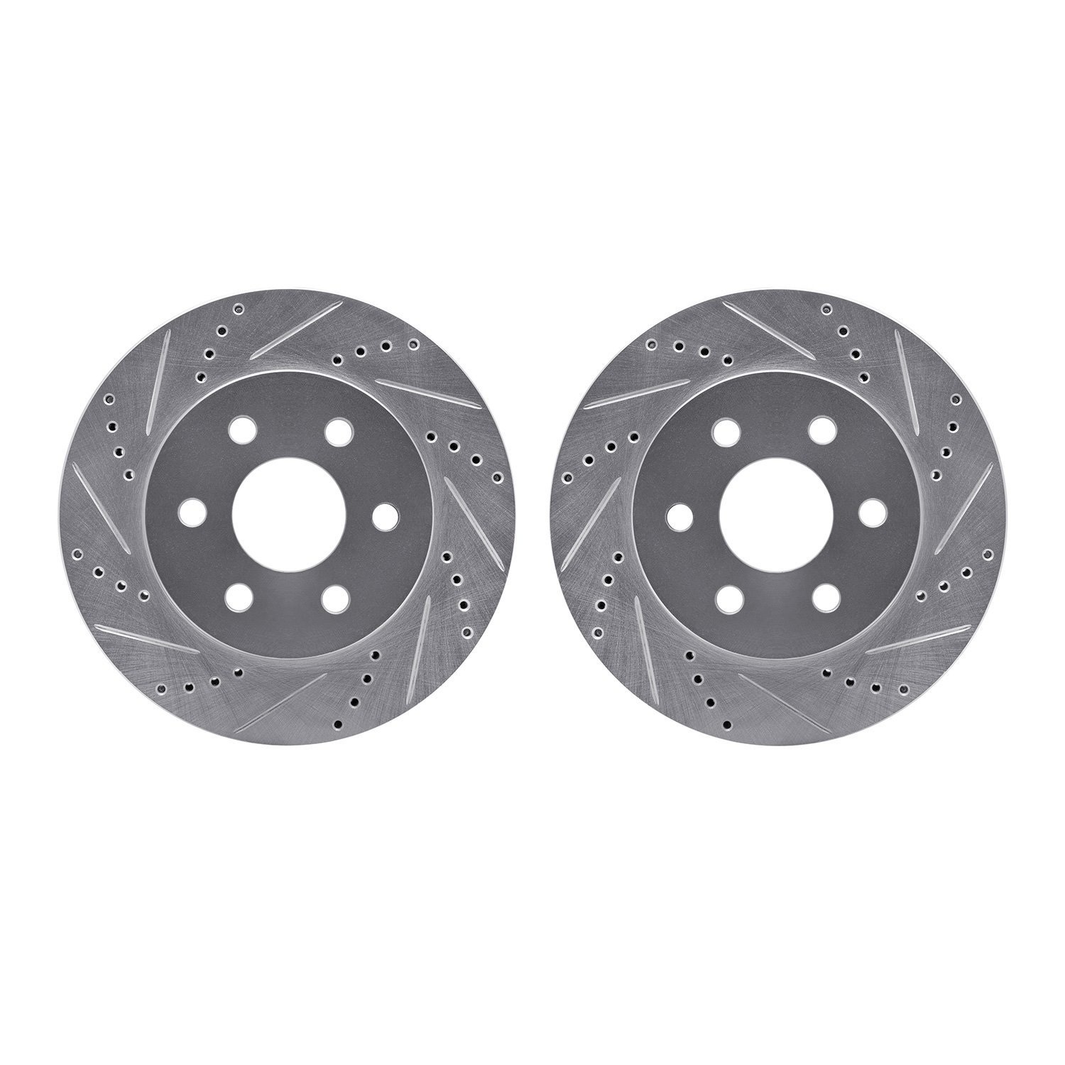 7002-46020 Drilled/Slotted Brake Rotors [Silver], 1998-1999 GM, Position: Front