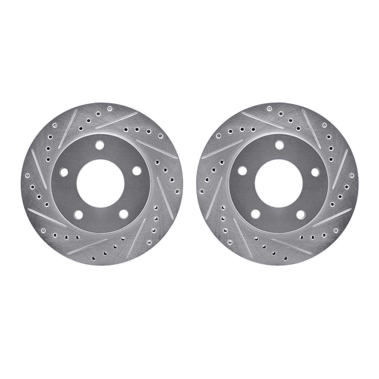 7002-46022 Drilled/Slotted Brake Rotors [Silver], 1969-1978 GM, Position: Rear, Front
