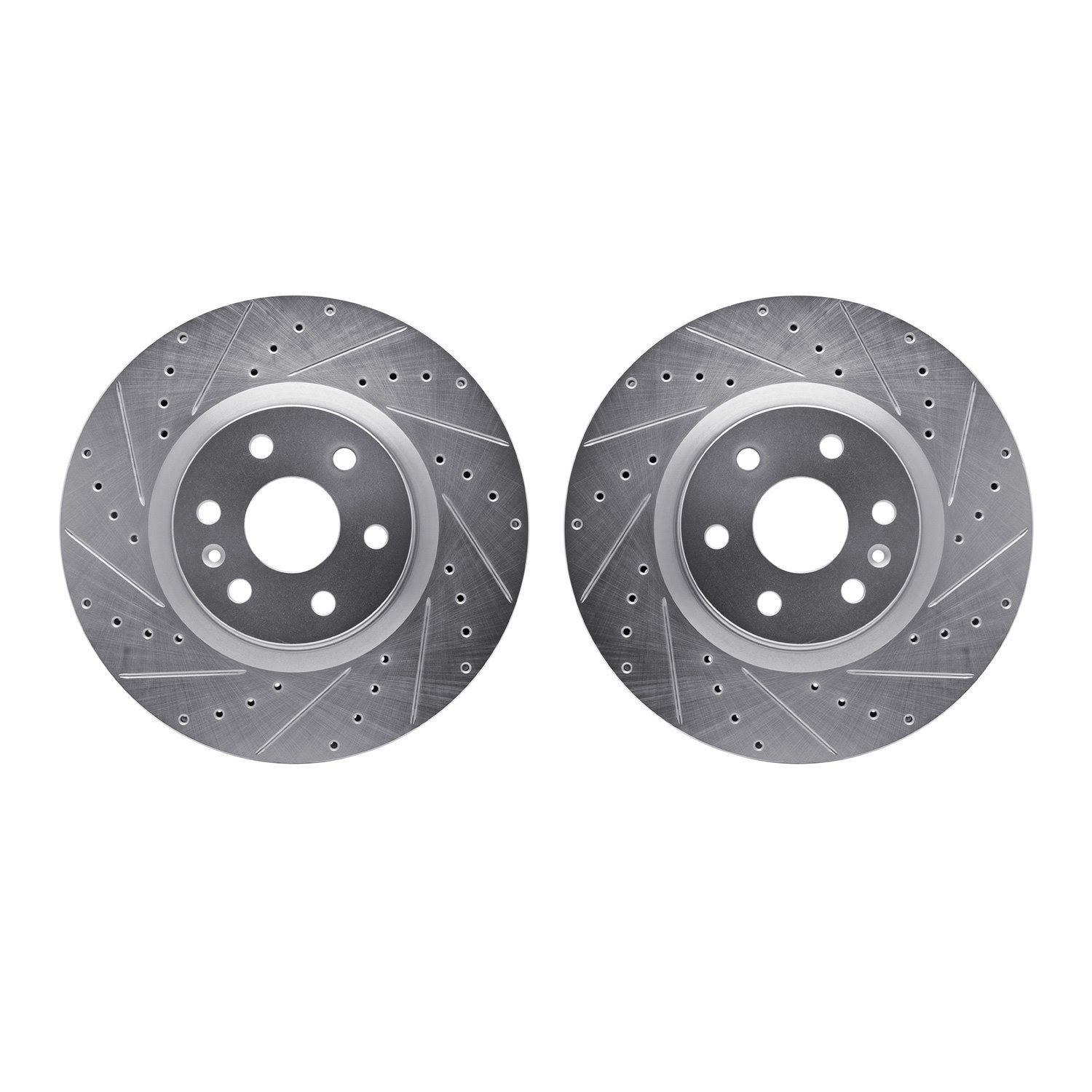 7002-46024 Drilled/Slotted Brake Rotors [Silver], 2010-2016 GM, Position: Front