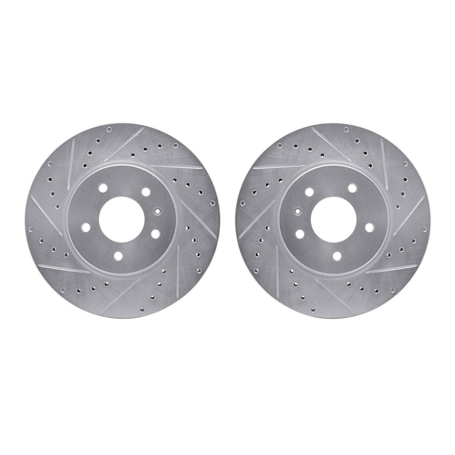 7002-46025 Drilled/Slotted Brake Rotors [Silver], 2009-2011 GM, Position: Front