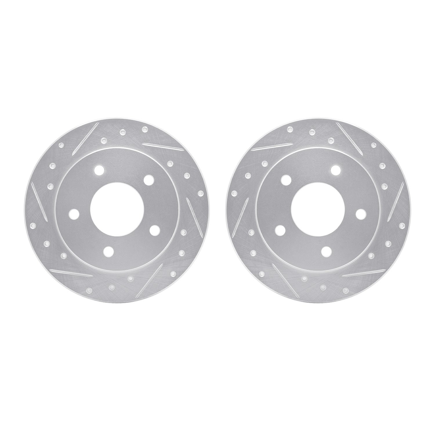 7002-46030 Drilled/Slotted Brake Rotors [Silver], 1986-1992 GM, Position: Rear