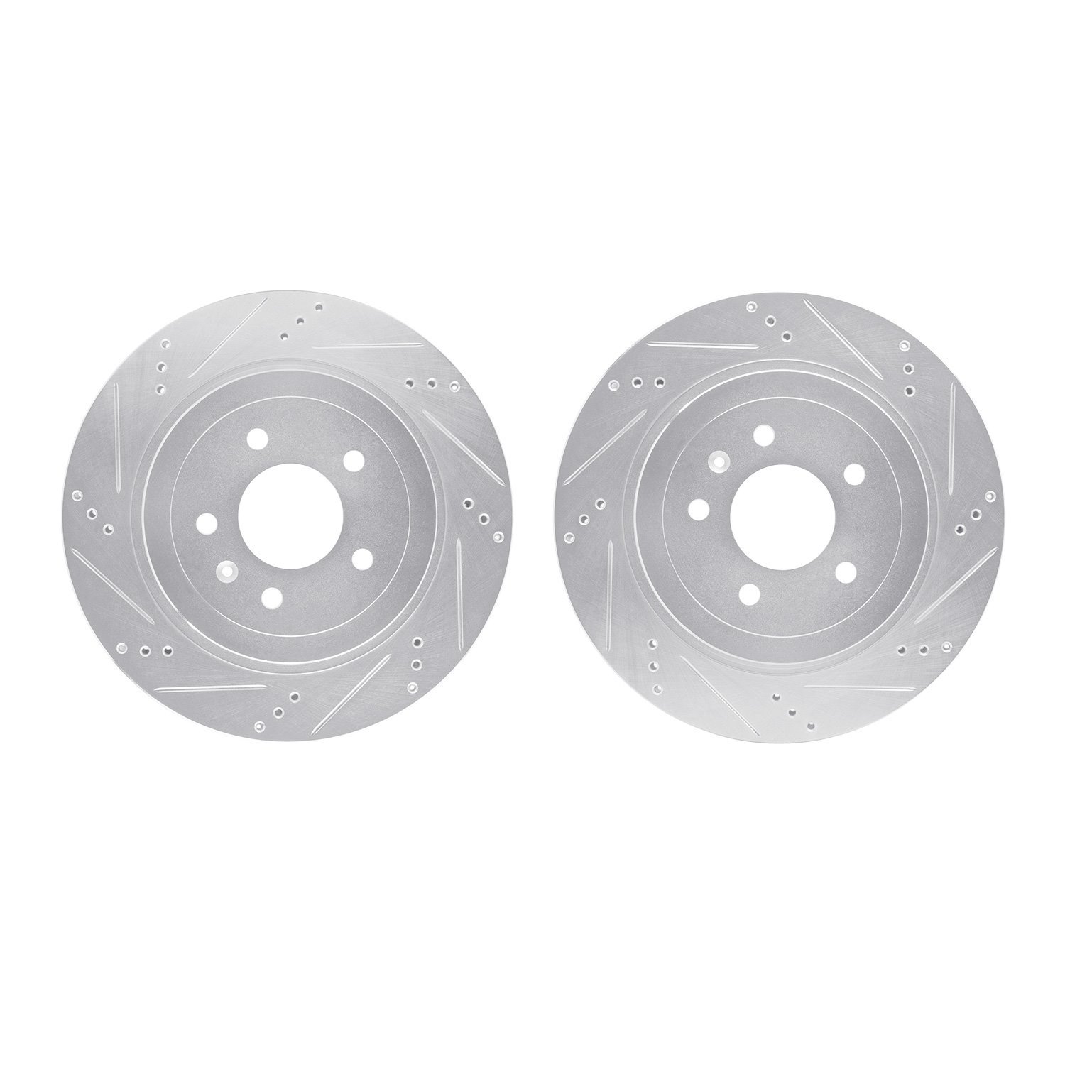 7002-46037 Drilled/Slotted Brake Rotors [Silver], 2005-2011 GM, Position: Rear