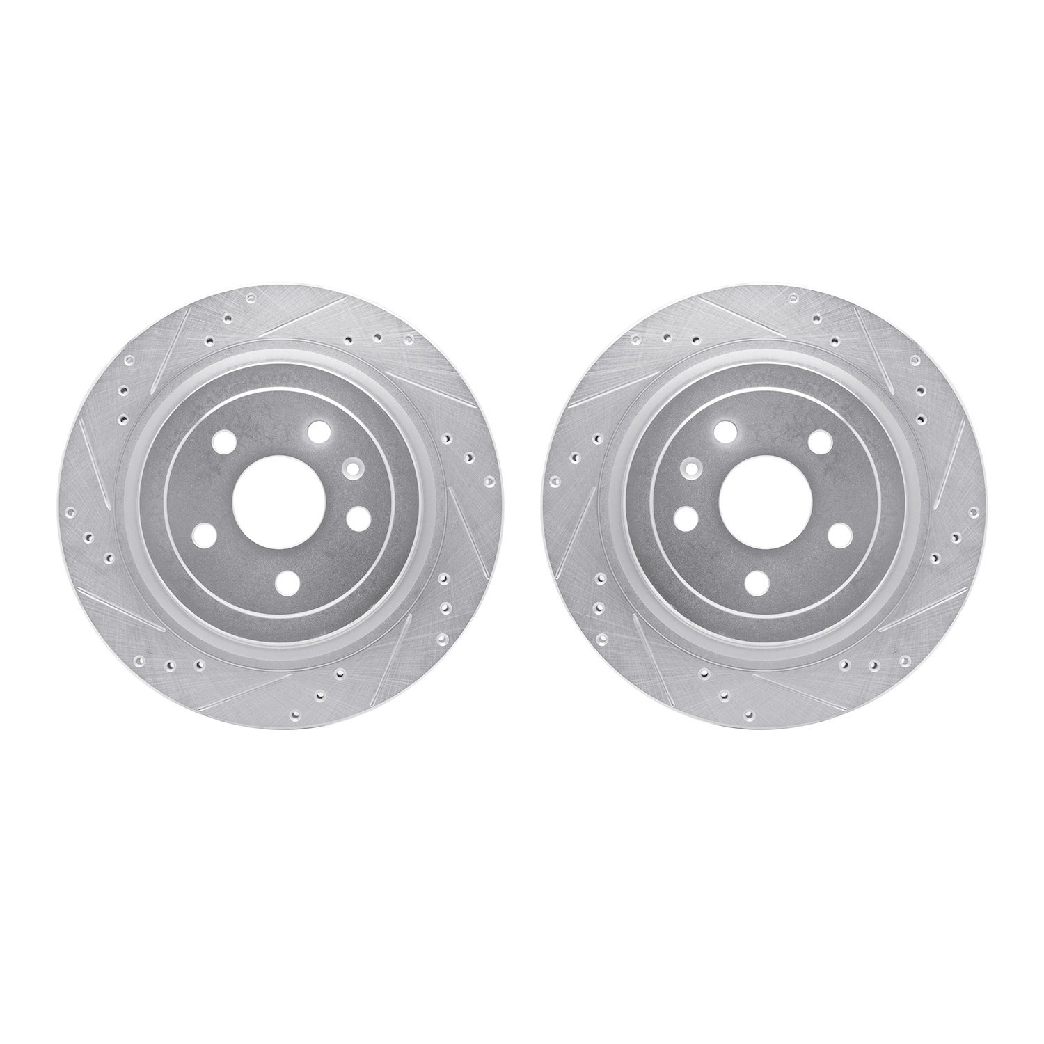 7002-46039 Drilled/Slotted Brake Rotors [Silver], 2008-2014 GM, Position: Rear