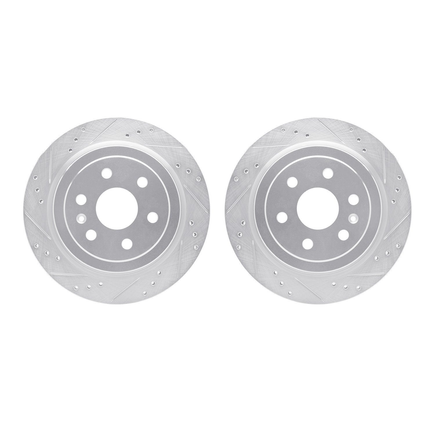 7002-46042 Drilled/Slotted Brake Rotors [Silver], 2010-2016 GM, Position: Rear