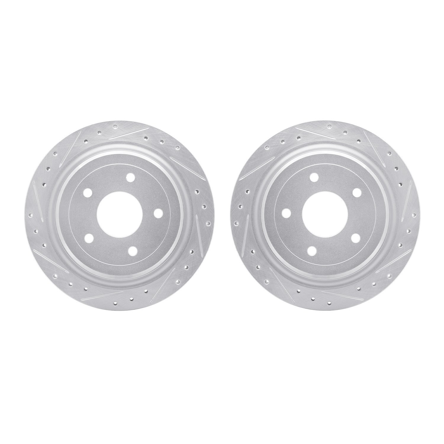 7002-46043 Drilled/Slotted Brake Rotors [Silver], 1997-2013 GM, Position: Rear