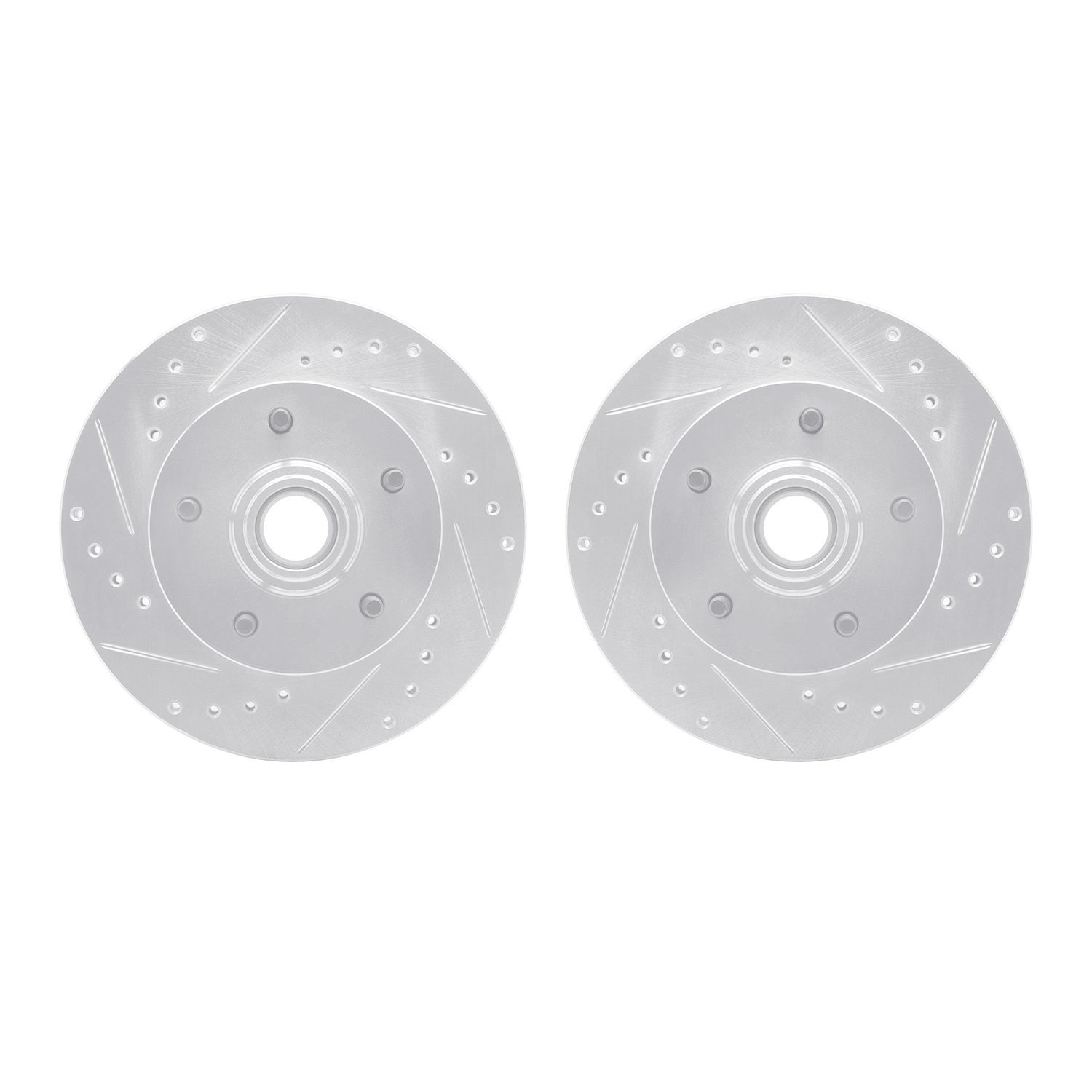 7002-47000 Drilled/Slotted Brake Rotors [Silver], 1967-1974 GM, Position: Front