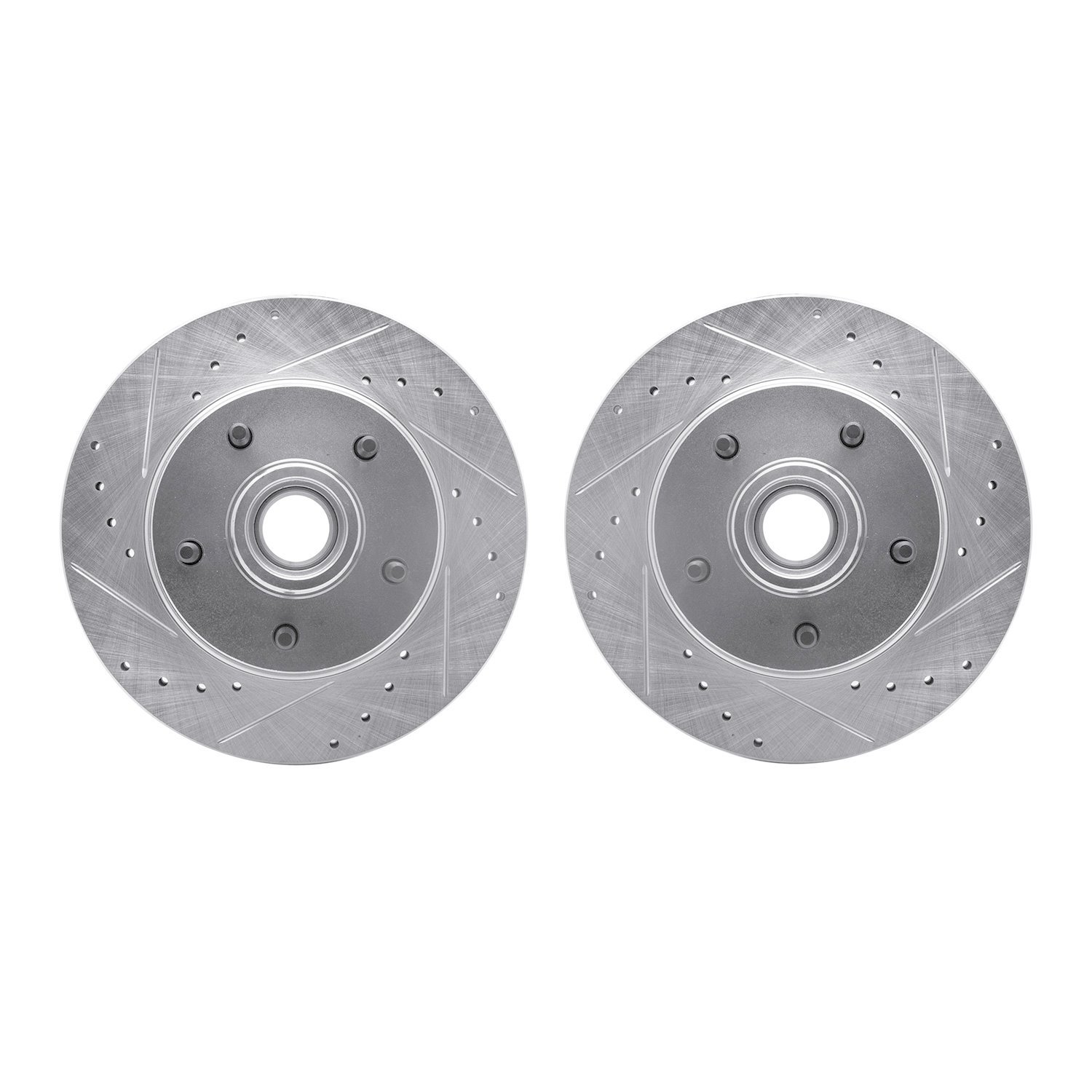 7002-47001 Drilled/Slotted Brake Rotors [Silver], 1970-1981 GM, Position: Front