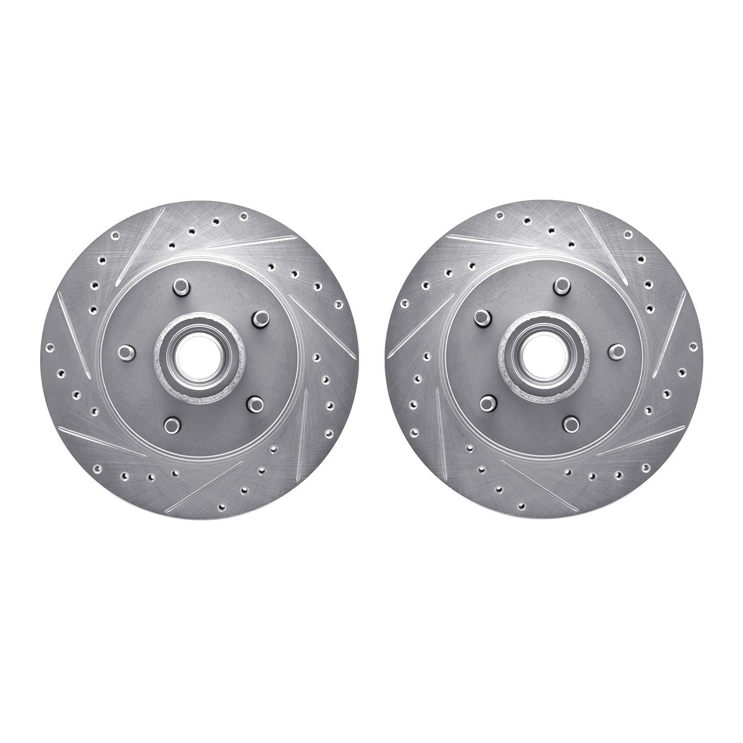 7002-47005 Drilled/Slotted Brake Rotors [Silver], 1977-1978 GM, Position: Front