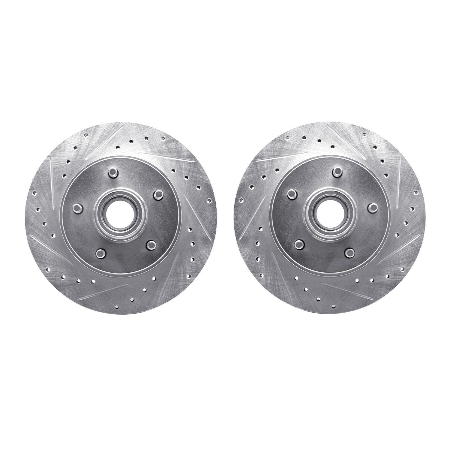 7002-47006 Drilled/Slotted Brake Rotors [Silver], 1977-1995 GM, Position: Front