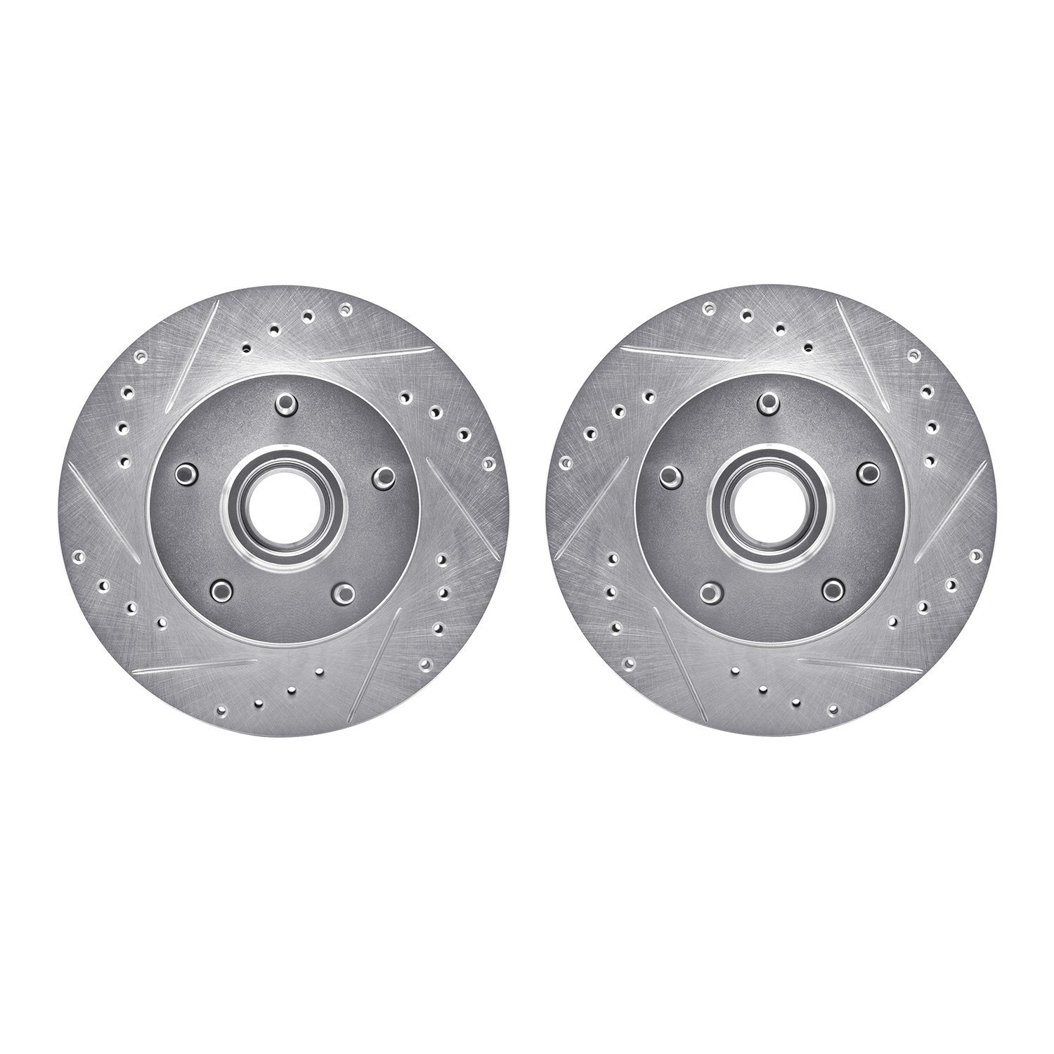 7002-47007 Drilled/Slotted Brake Rotors [Silver], 1978-1990 GM, Position: Front