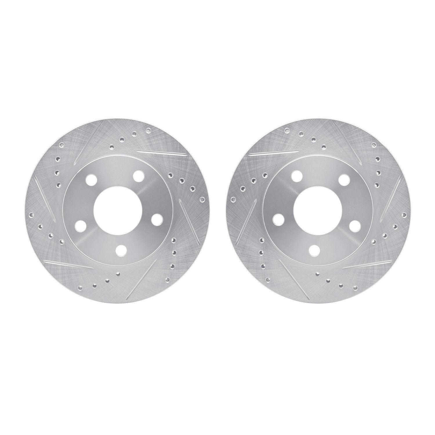 7002-47008 Drilled/Slotted Brake Rotors [Silver], 1990-1997 GM, Position: Front