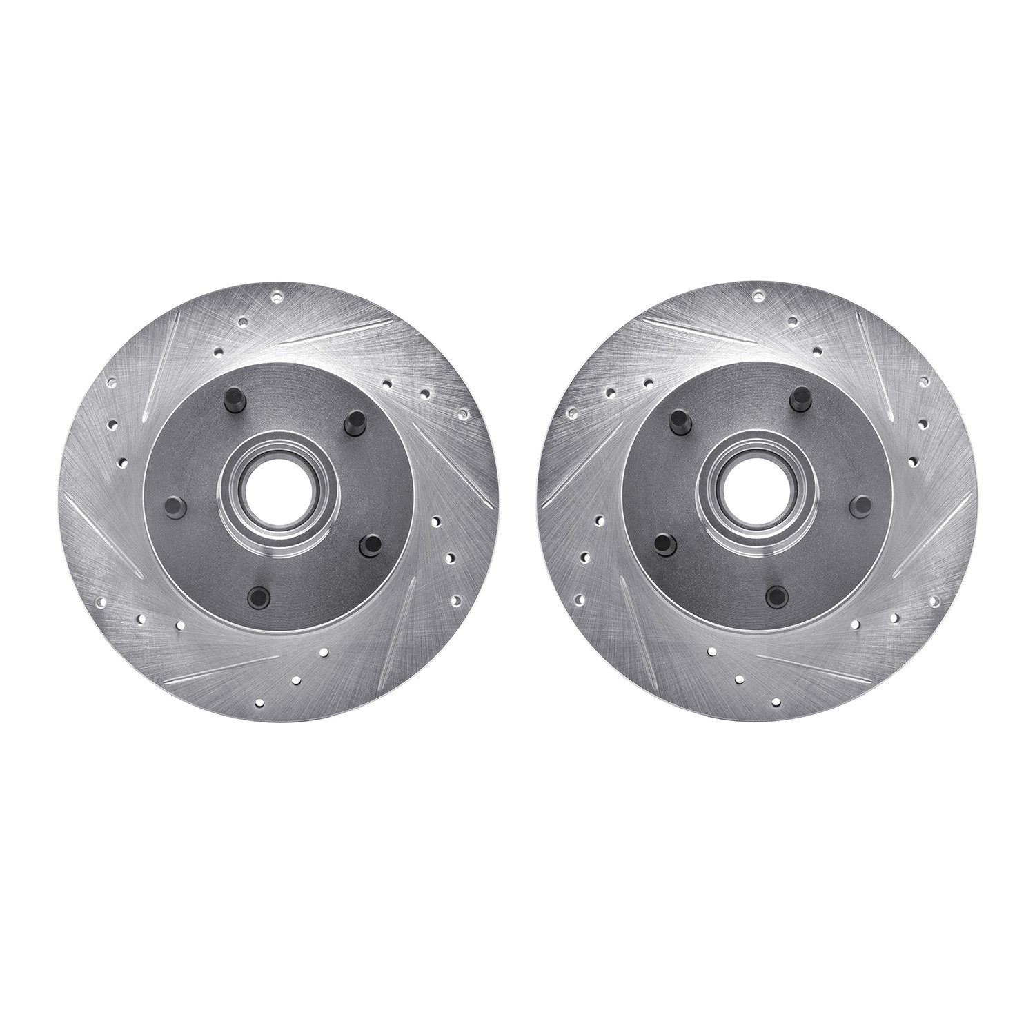 7002-47009 Drilled/Slotted Brake Rotors [Silver], 2005-2005 GM, Position: Front