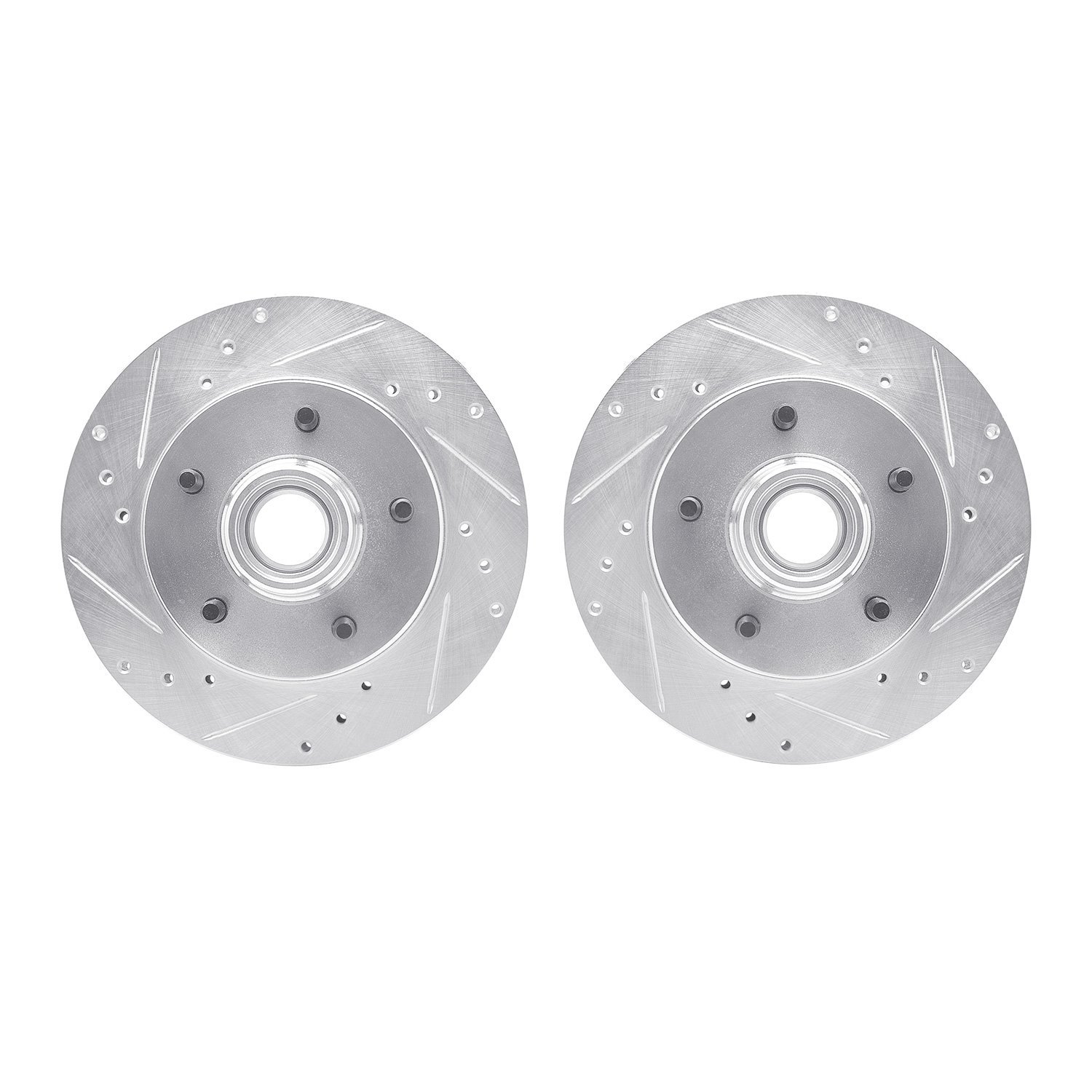 7002-47010 Drilled/Slotted Brake Rotors [Silver], 1982-1995 GM, Position: Front