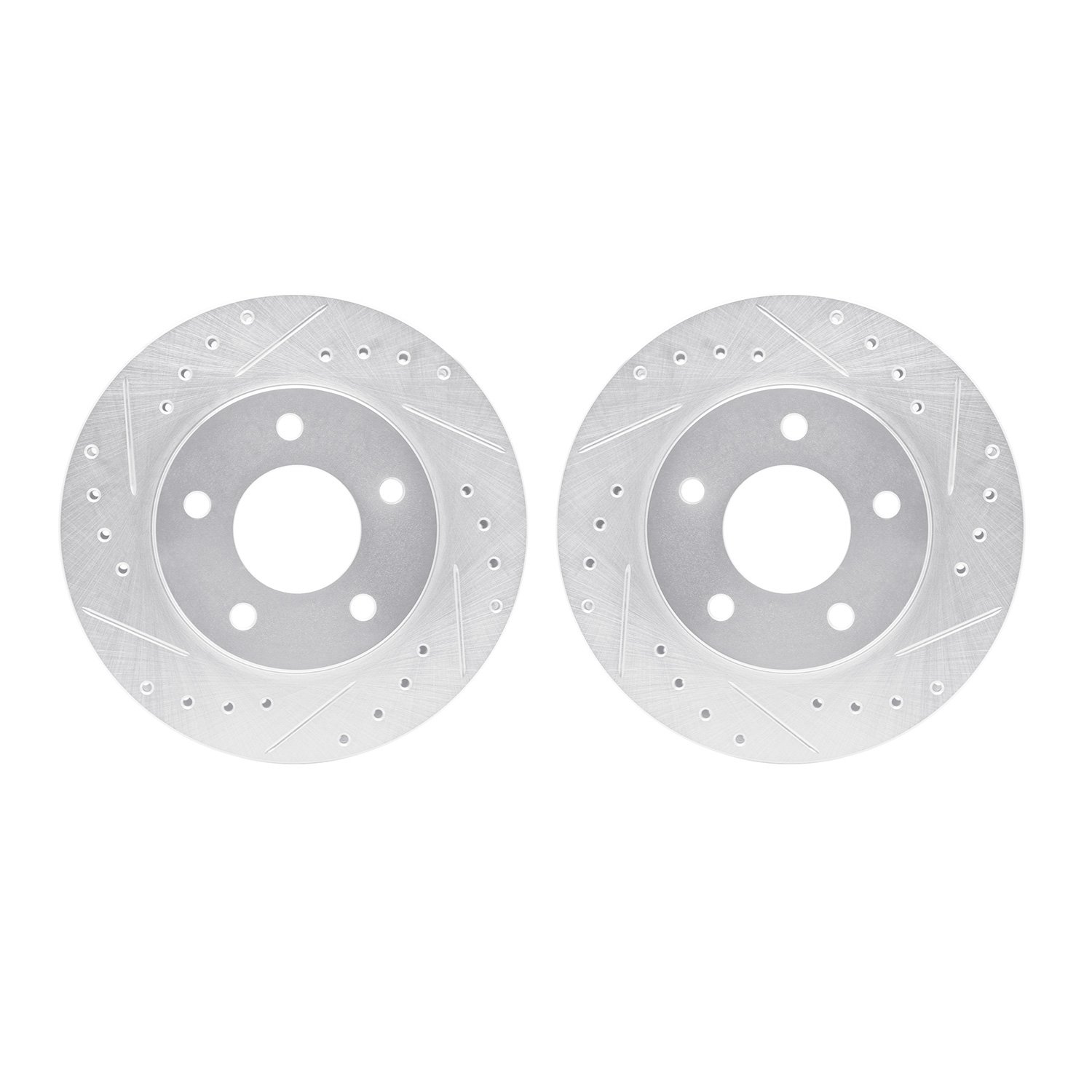 7002-47011 Drilled/Slotted Brake Rotors [Silver], 1988-1996 GM, Position: Front