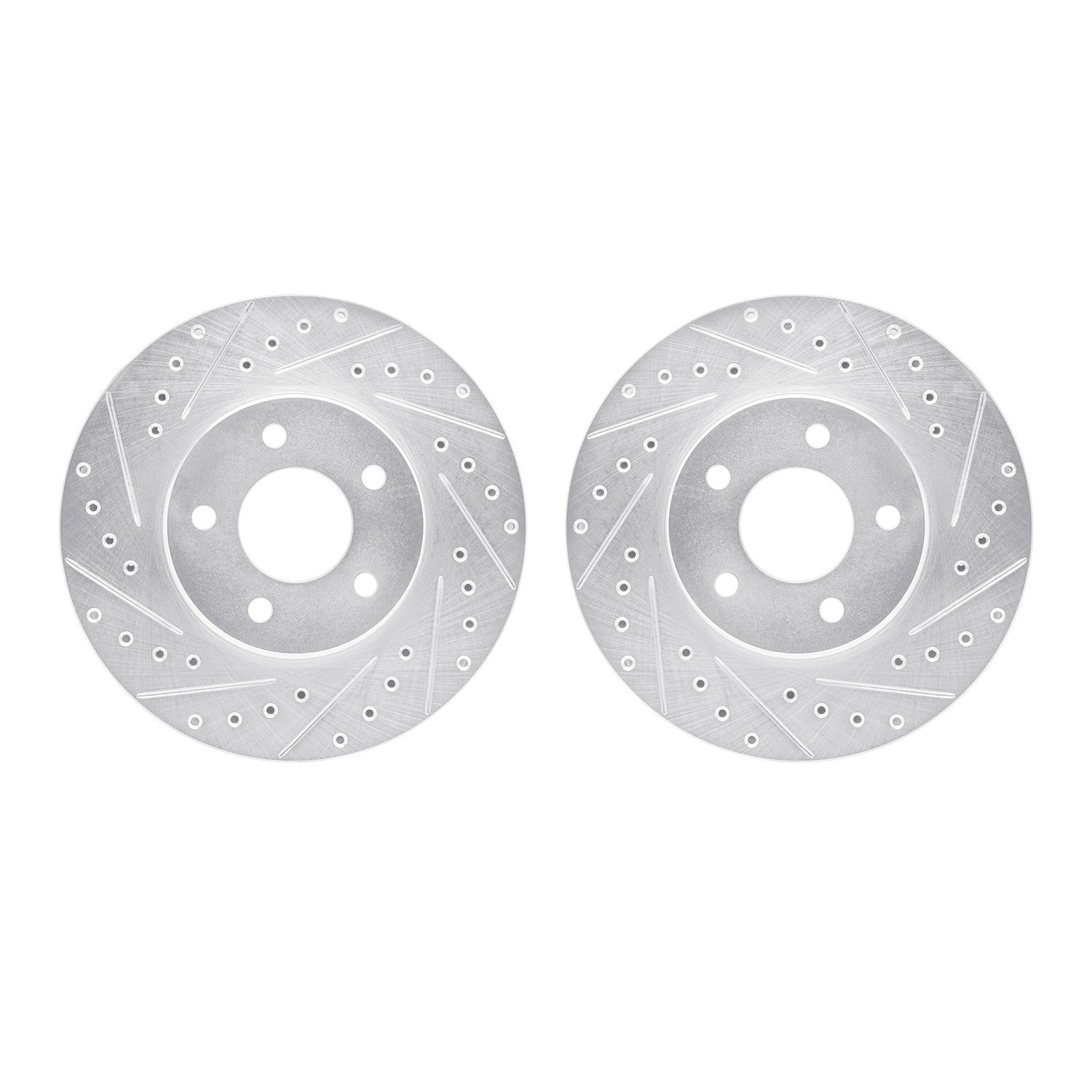 7002-47012 Drilled/Slotted Brake Rotors [Silver], 2001-2007 GM, Position: Front