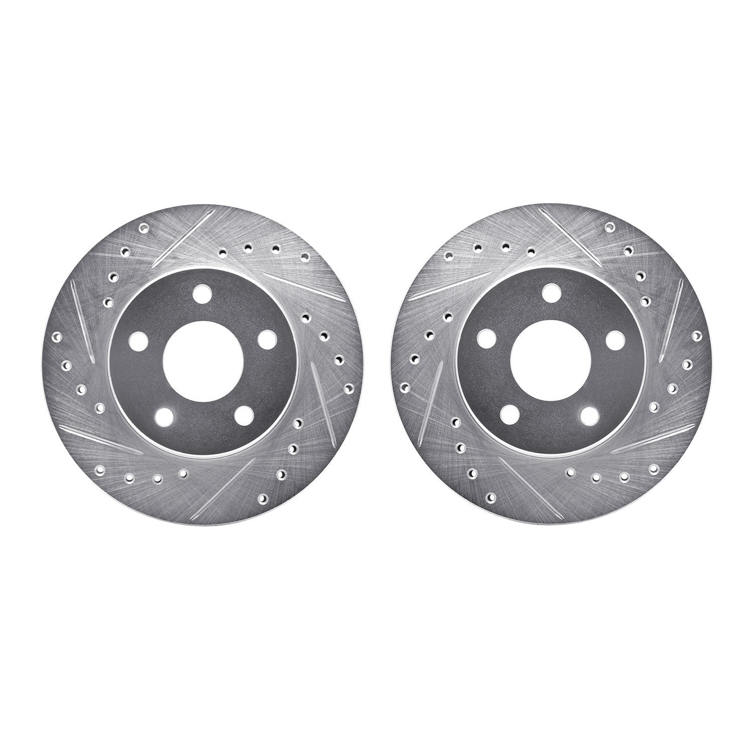 7002-47015 Drilled/Slotted Brake Rotors [Silver], 1985-1991 GM, Position: Front