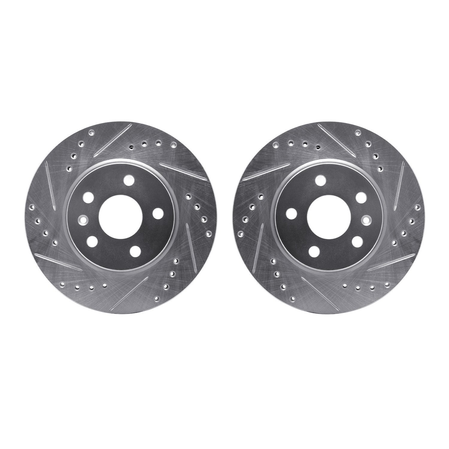 7002-47020 Drilled/Slotted Brake Rotors [Silver], Fits Select GM, Position: Front