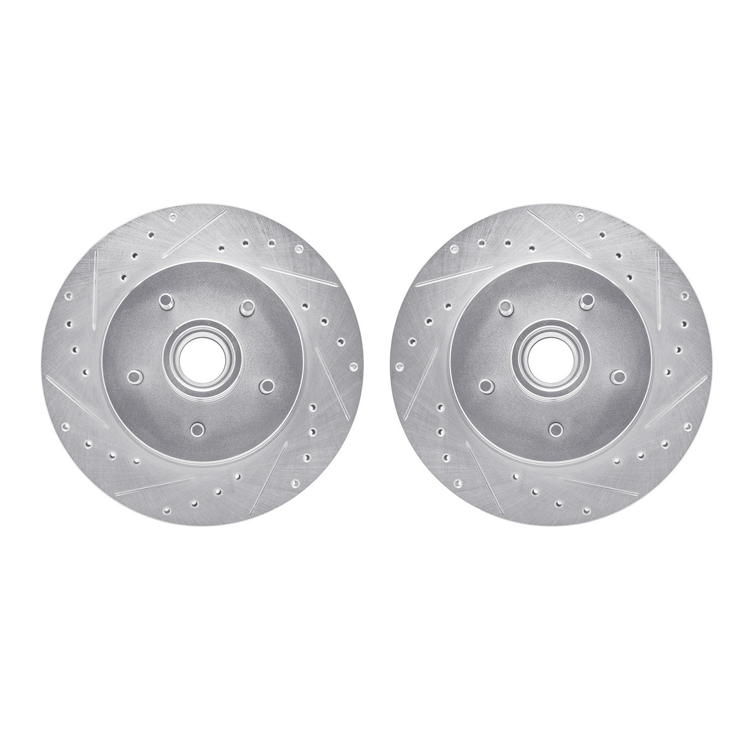 7002-47022 Drilled/Slotted Brake Rotors [Silver], 1985-1992 GM, Position: Front
