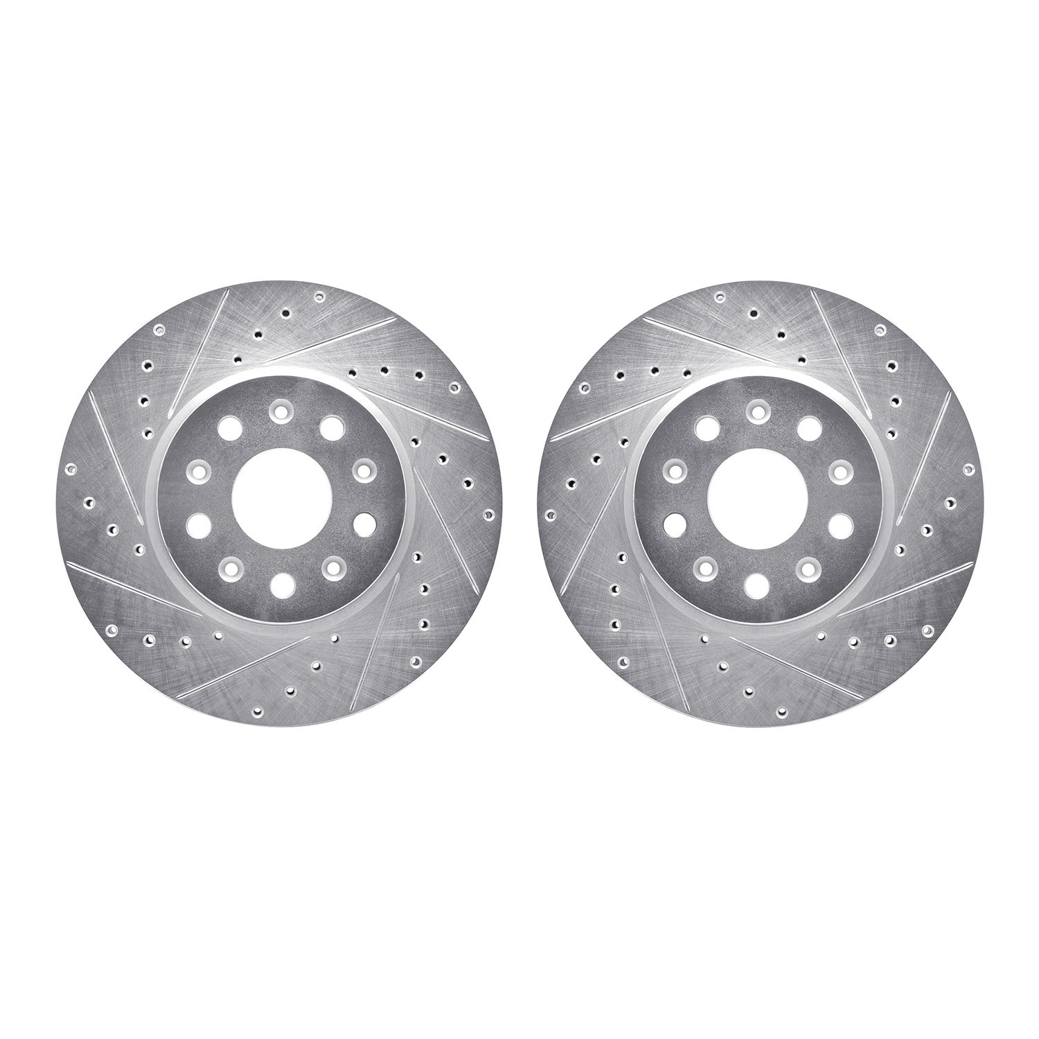7002-47023 Drilled/Slotted Brake Rotors [Silver], Fits Select GM, Position: Front