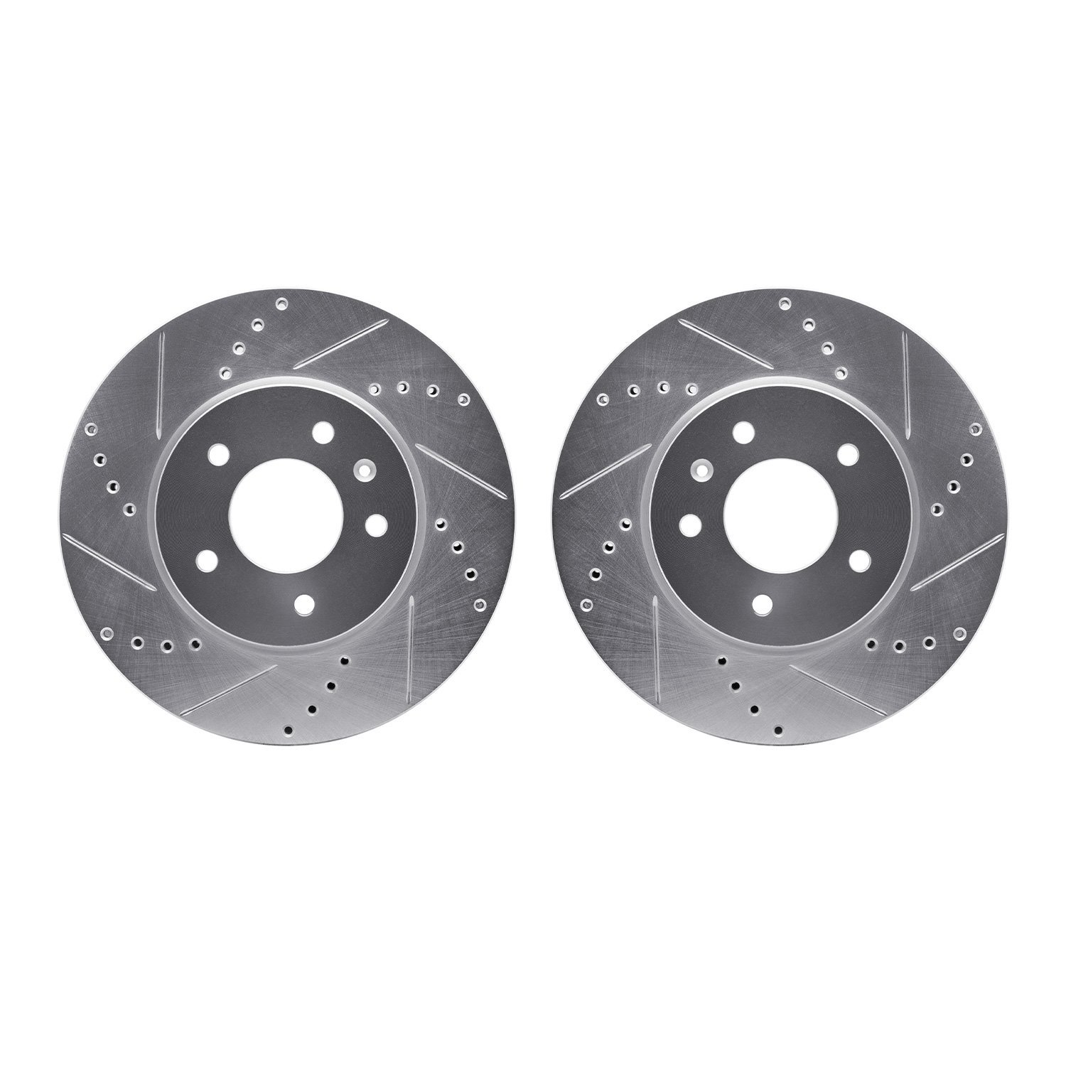 7002-47024 Drilled/Slotted Brake Rotors [Silver], 2007-2015 GM, Position: Front