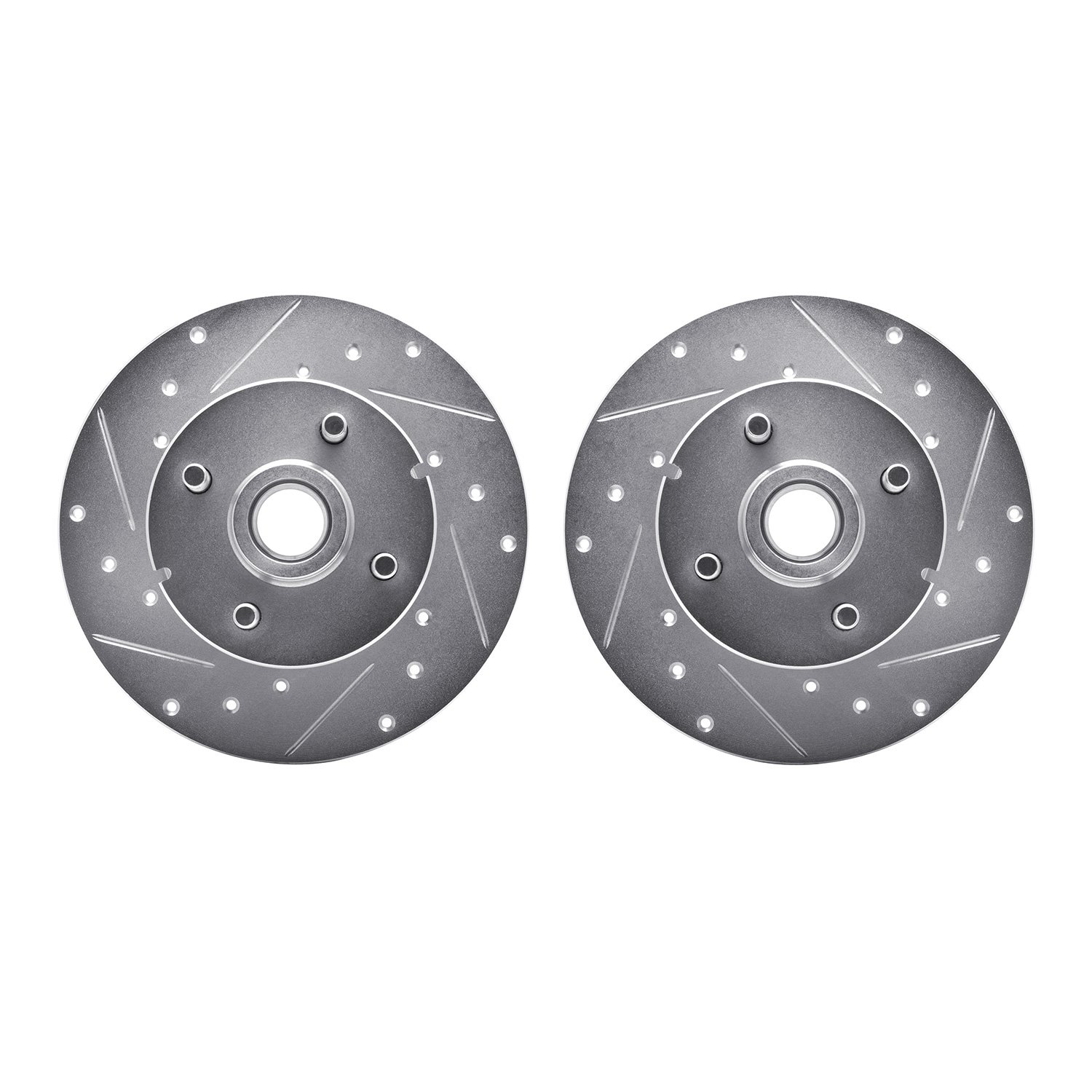 7002-47026 Drilled/Slotted Brake Rotors [Silver], 1978-1987 GM, Position: Front