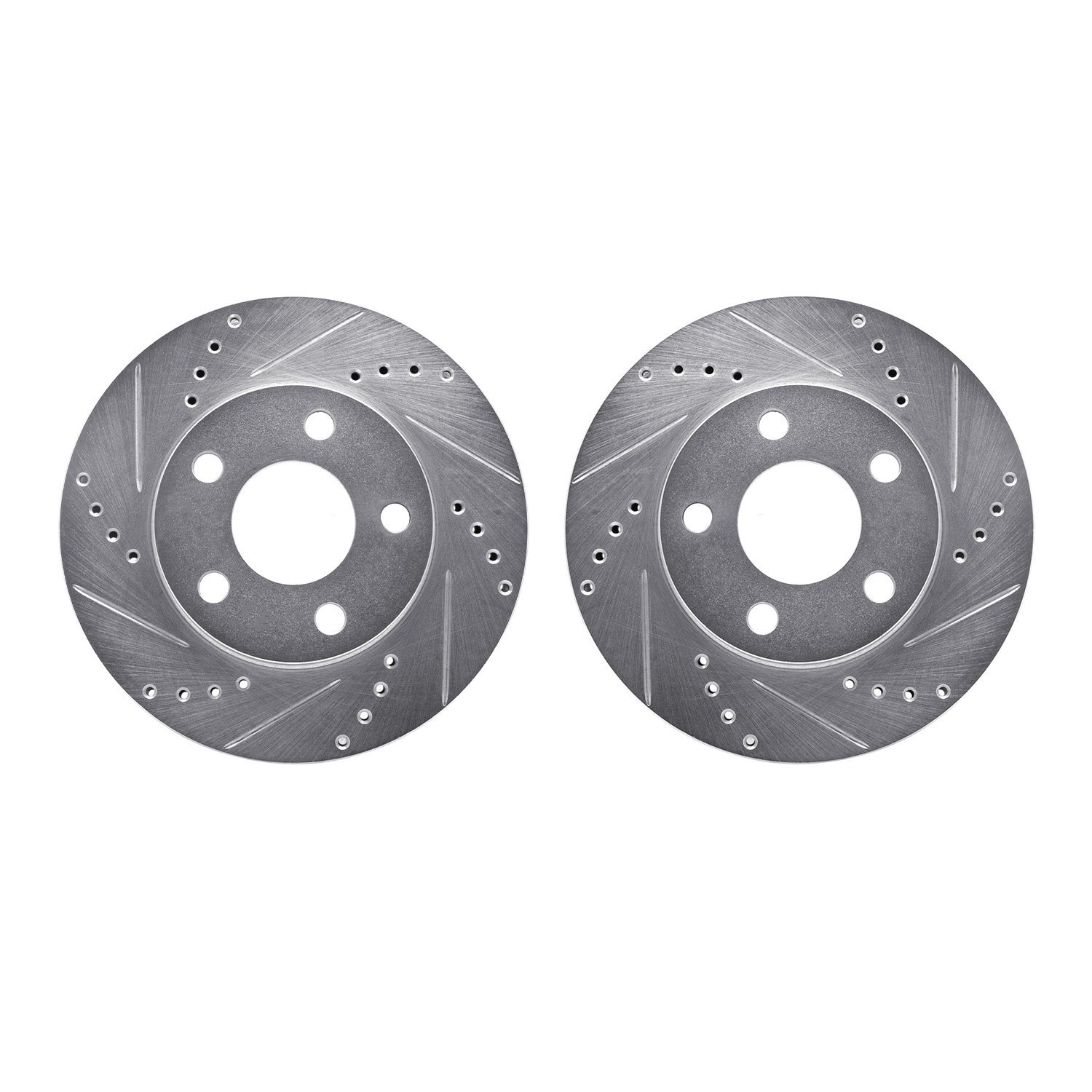 7002-47027 Drilled/Slotted Brake Rotors [Silver], 1997-2005 GM, Position: Front