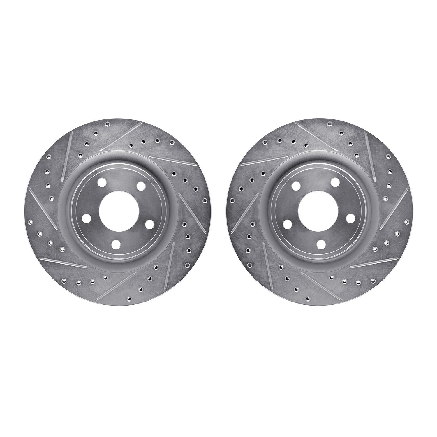 7002-47028 Drilled/Slotted Brake Rotors [Silver], 2007-2010 GM, Position: Front
