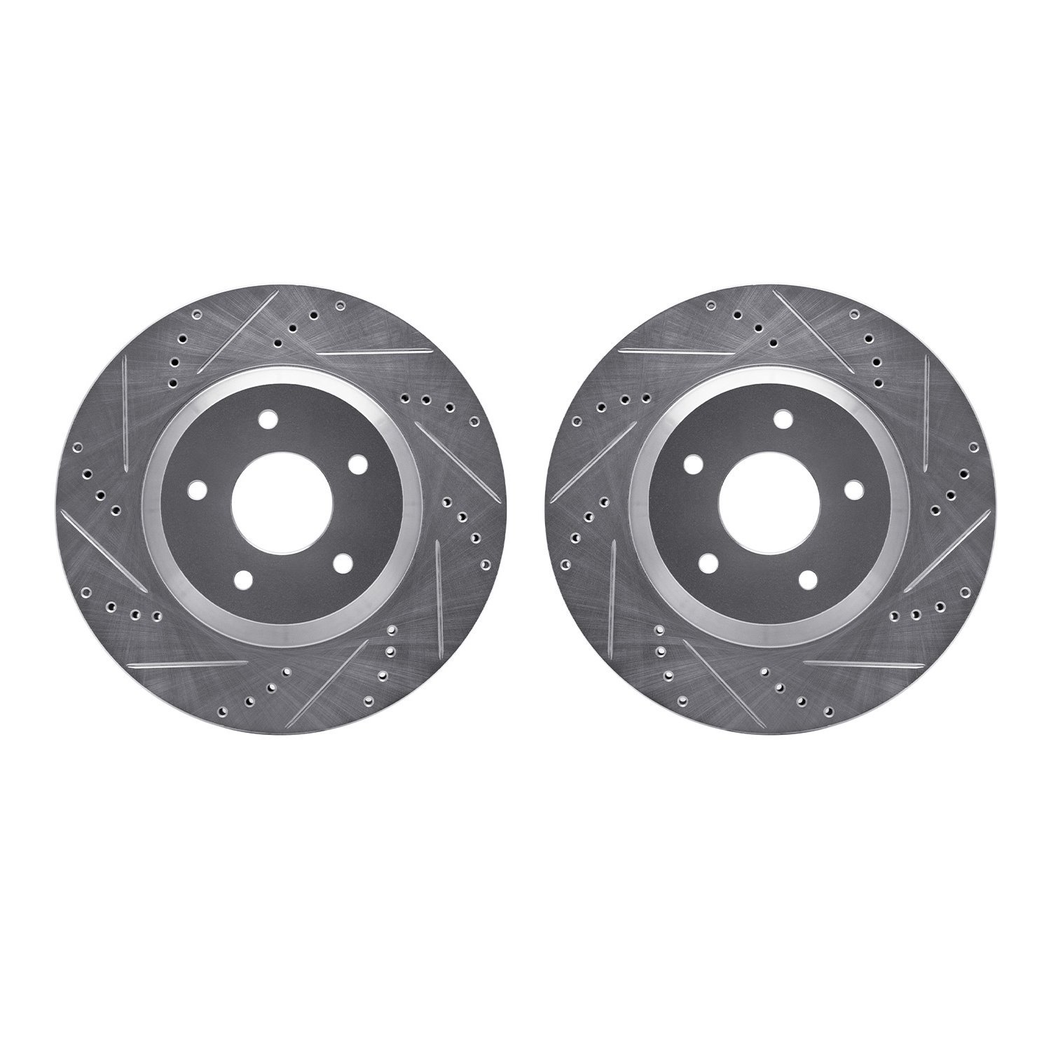 7002-47033 Drilled/Slotted Brake Rotors [Silver], 1988-1996 GM, Position: Front