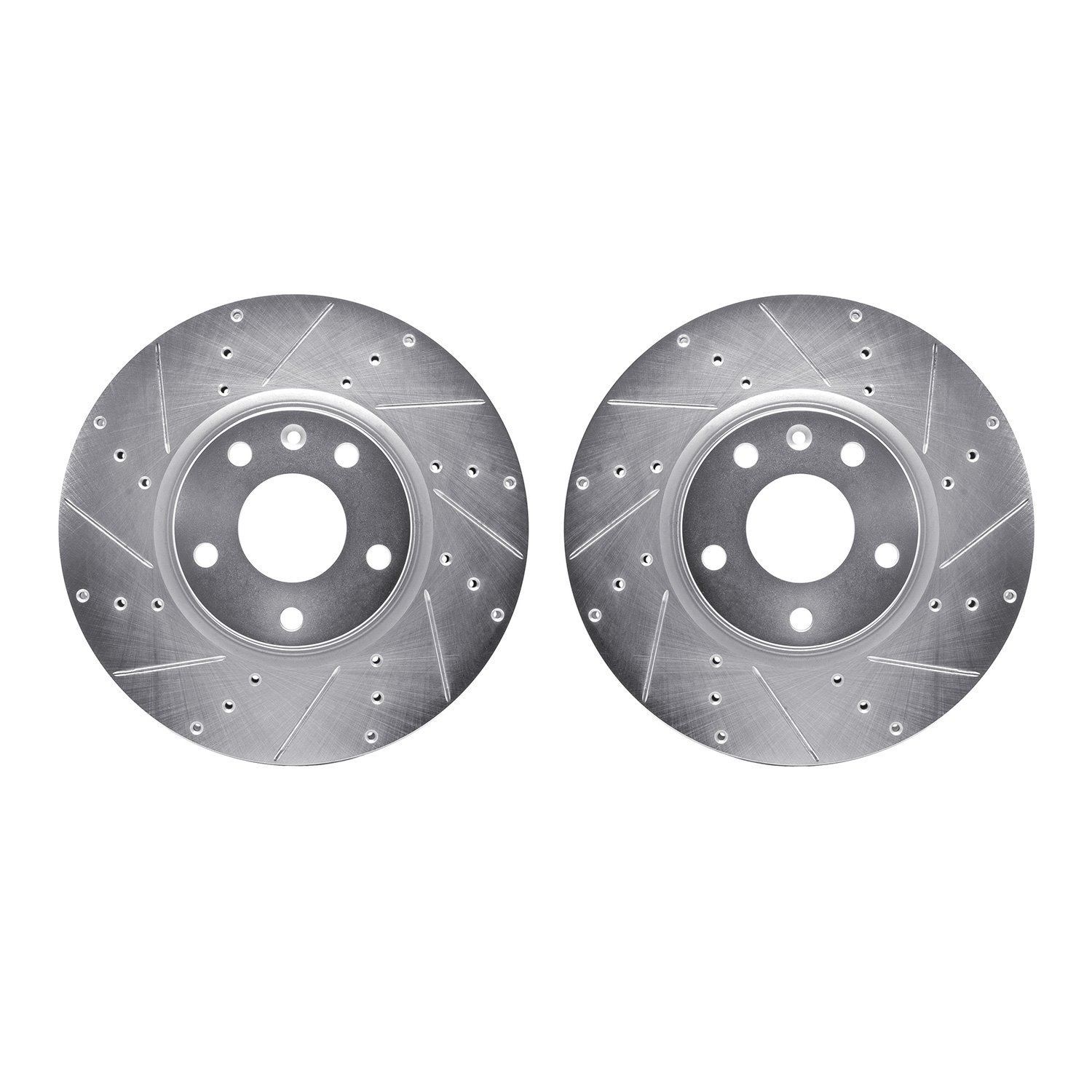 7002-47035 Drilled/Slotted Brake Rotors [Silver], 2014-2019 GM, Position: Front