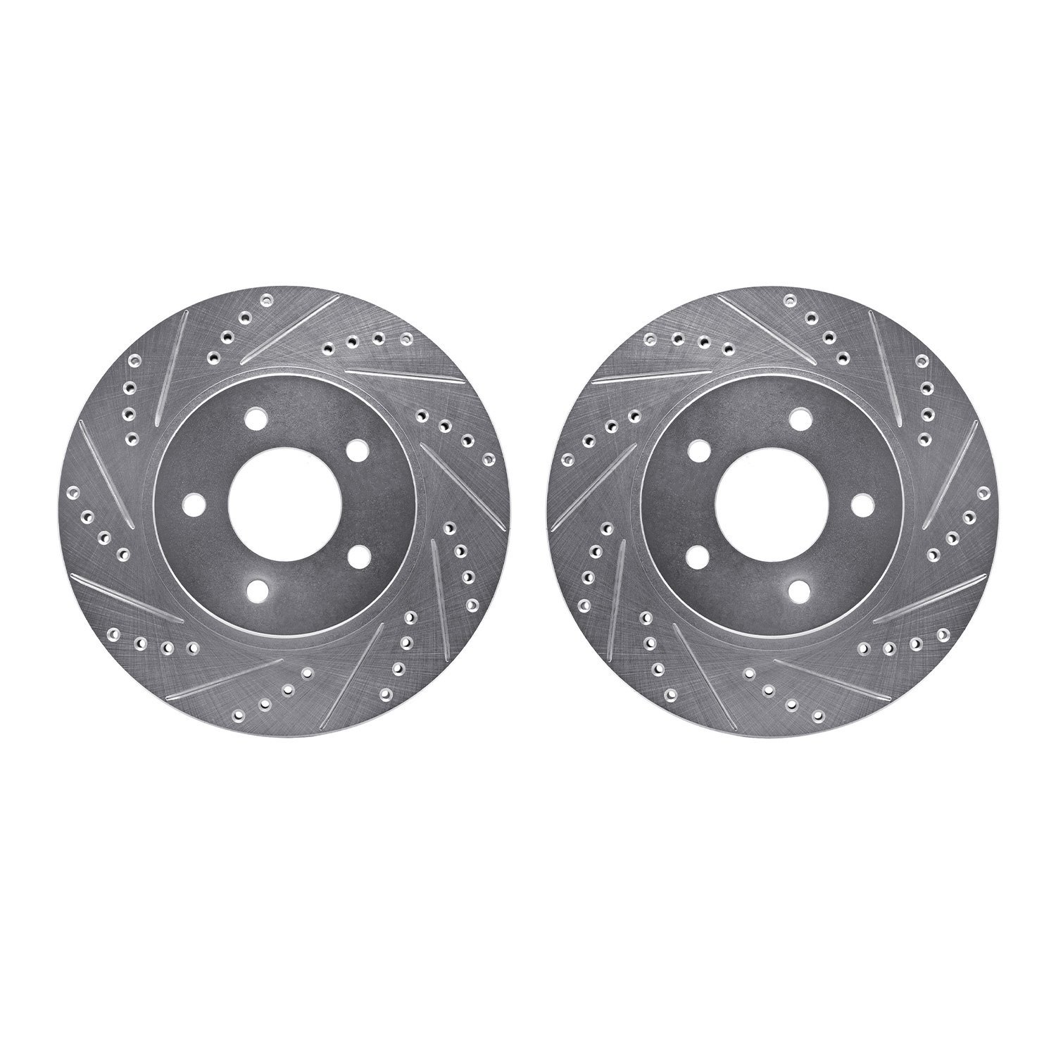 7002-47036 Drilled/Slotted Brake Rotors [Silver], 2002-2007 GM, Position: Front