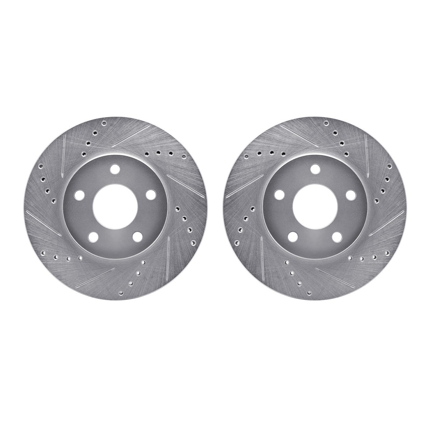 7002-47037 Drilled/Slotted Brake Rotors [Silver], 2006-2011 GM, Position: Front