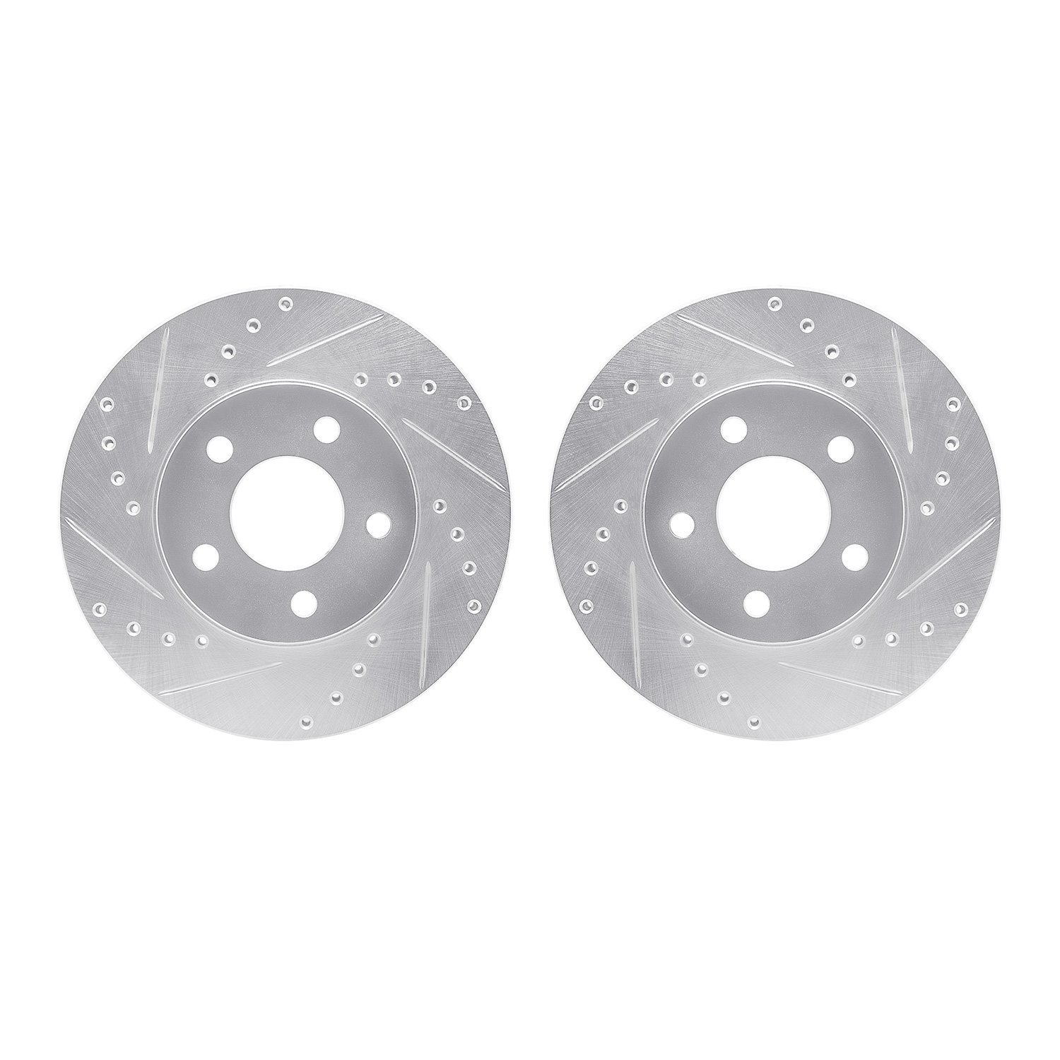 7002-47039 Drilled/Slotted Brake Rotors [Silver], 2004-2008 GM, Position: Front