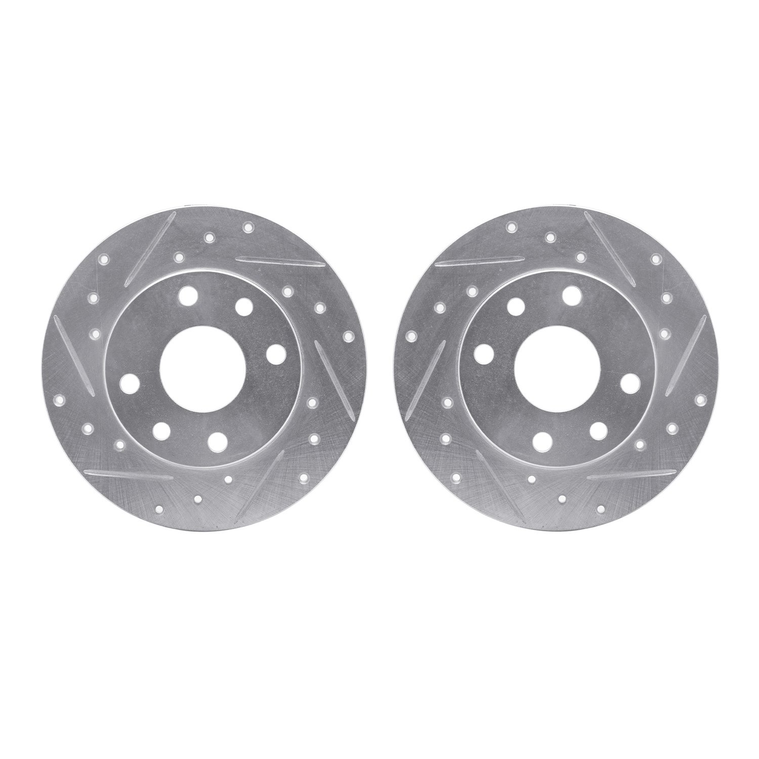 7002-47042 Drilled/Slotted Brake Rotors [Silver], 1985-1989 GM, Position: Front