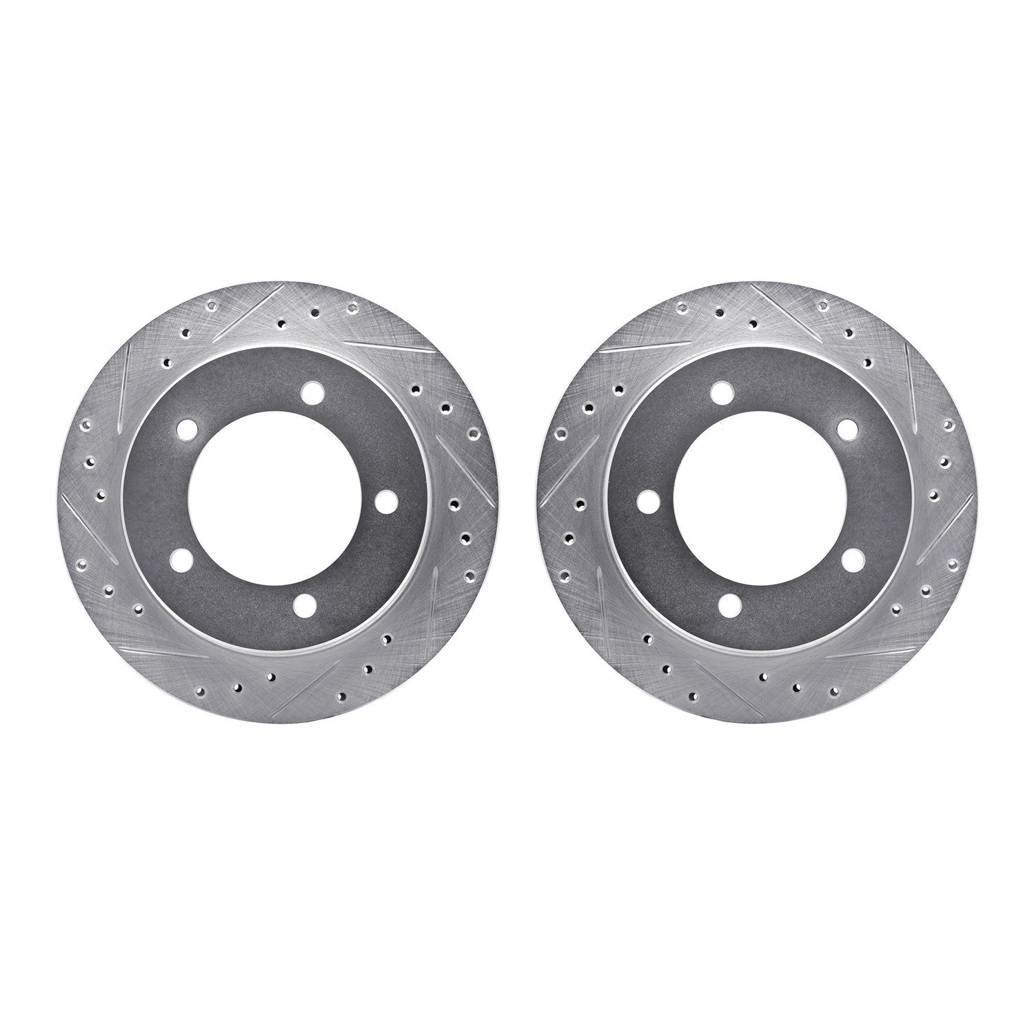7002-47045 Drilled/Slotted Brake Rotors [Silver], 1991-1998 GM, Position: Front