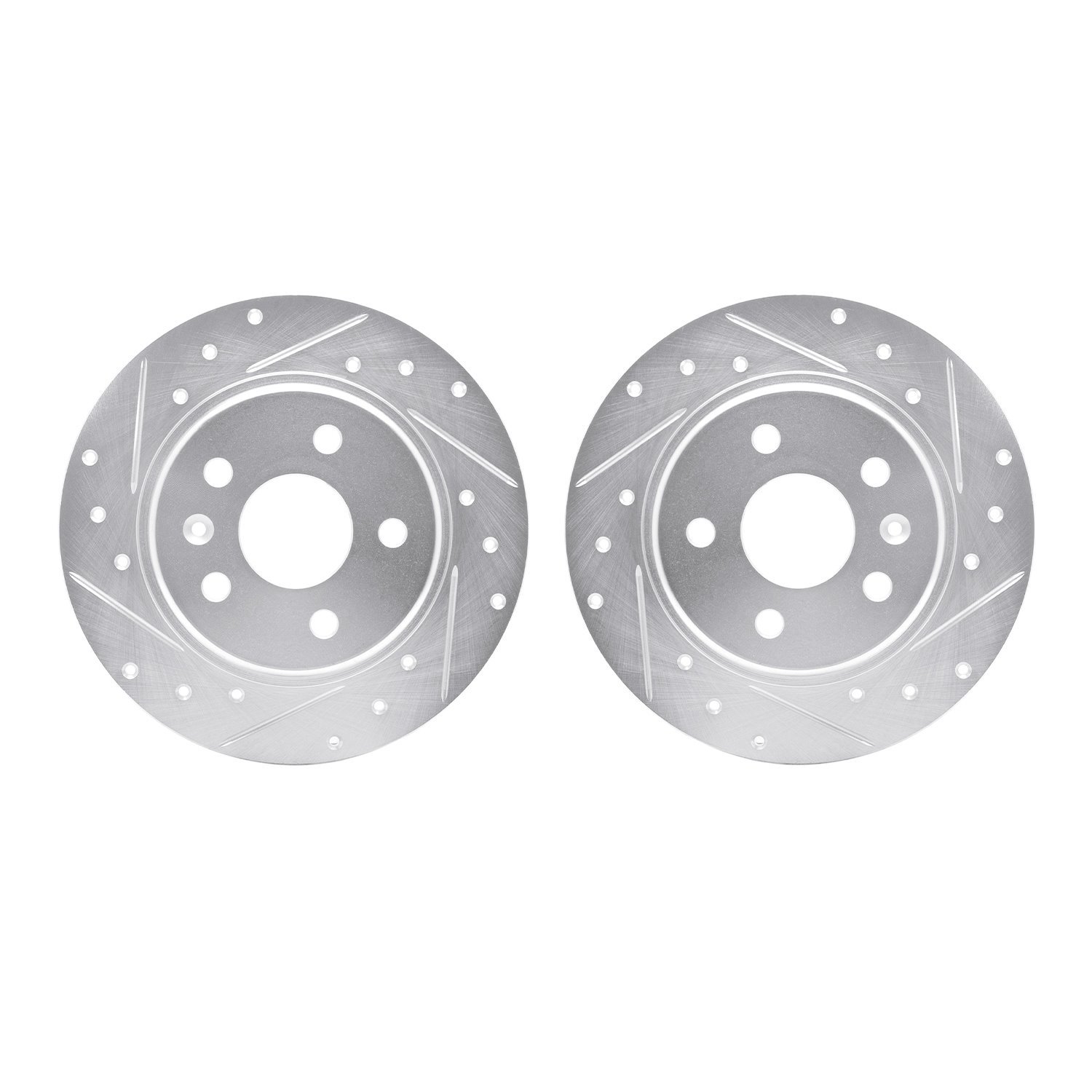 7002-47054 Drilled/Slotted Brake Rotors [Silver], Fits Select GM, Position: Rear